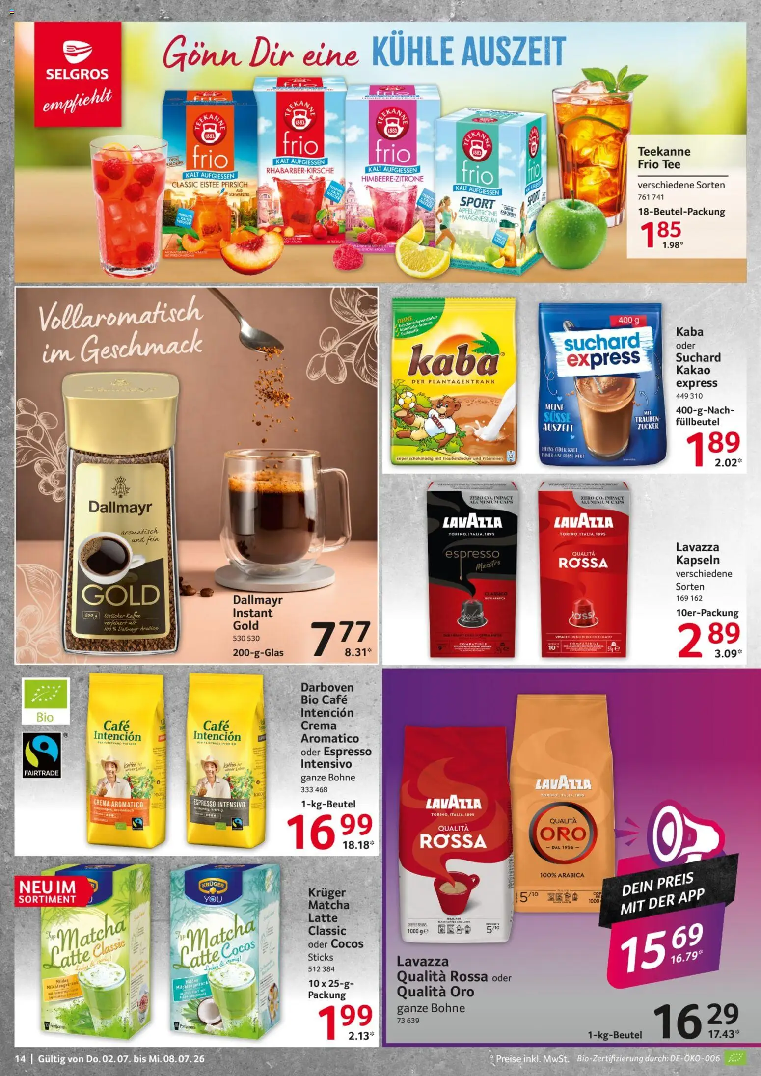 Selgros Prospekt – gültig ab 02.07.2026 | Seite: 14 | Produkte: Trauben, Kaffee, Wasser, Tee