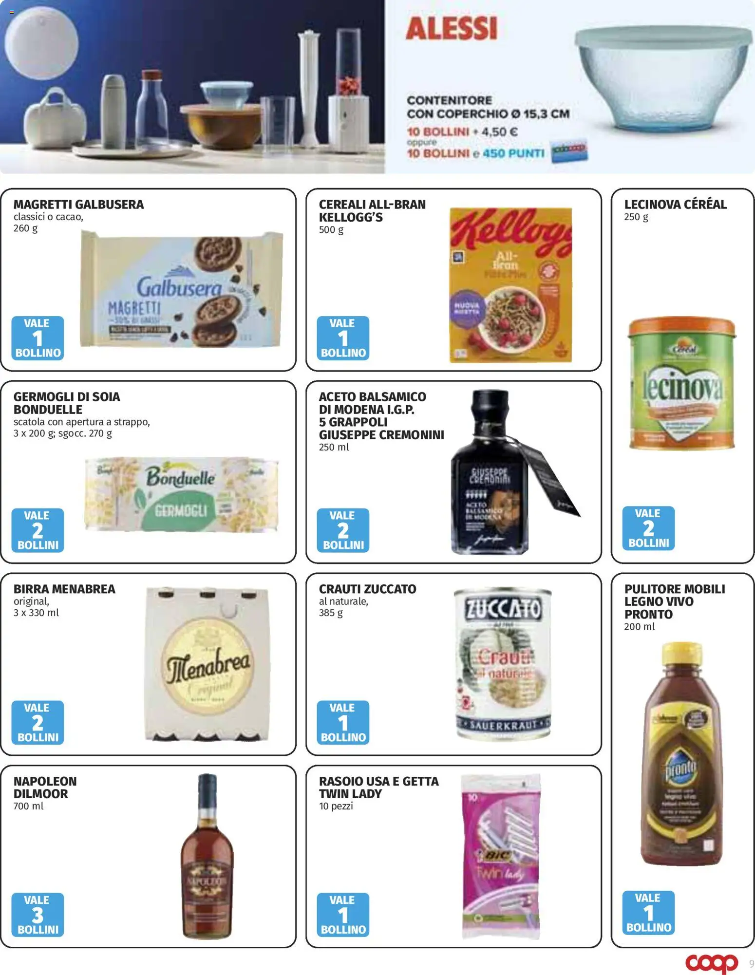 Volantino COOP del 17/09/2026 | Pagina: 9 | Prodotti: Rasoio, Cereali, Aceto, Contenitore