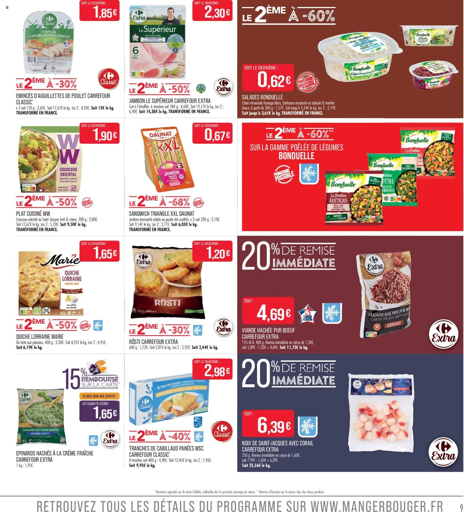 {H1} | Page: 9 | Produits: Salade, Couscous, Fromage blanc, Noix