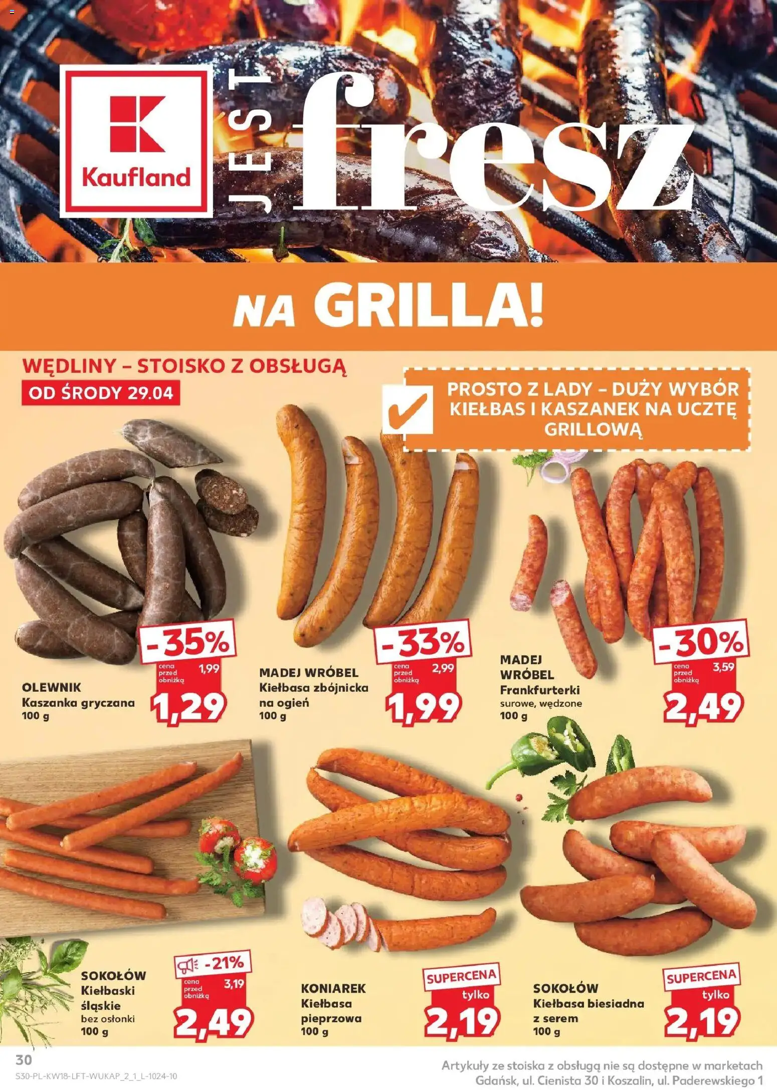 Kaufland - Kaufland Gazetka Tygodnia ważna do 06.05 od 28.04.2026 | Strona: 30 | Produkty: Frankfurterki, Kaszanka, Kiełbaski, Wędliny