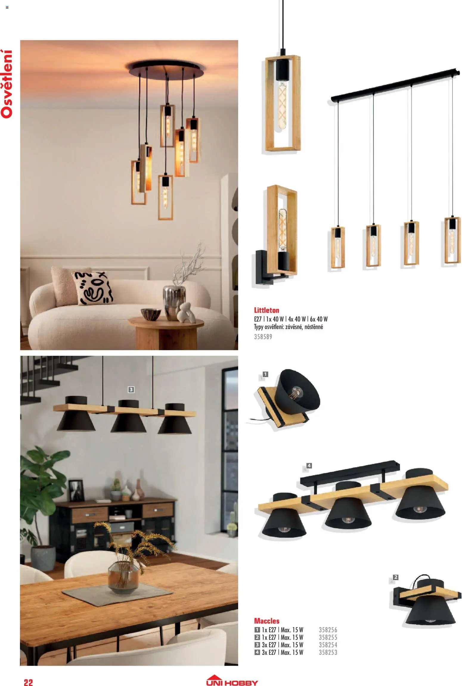 Uni Hobby katalog - Interiér od 09.09.2026 | Strana: 22 | Produkty: Osvětlení