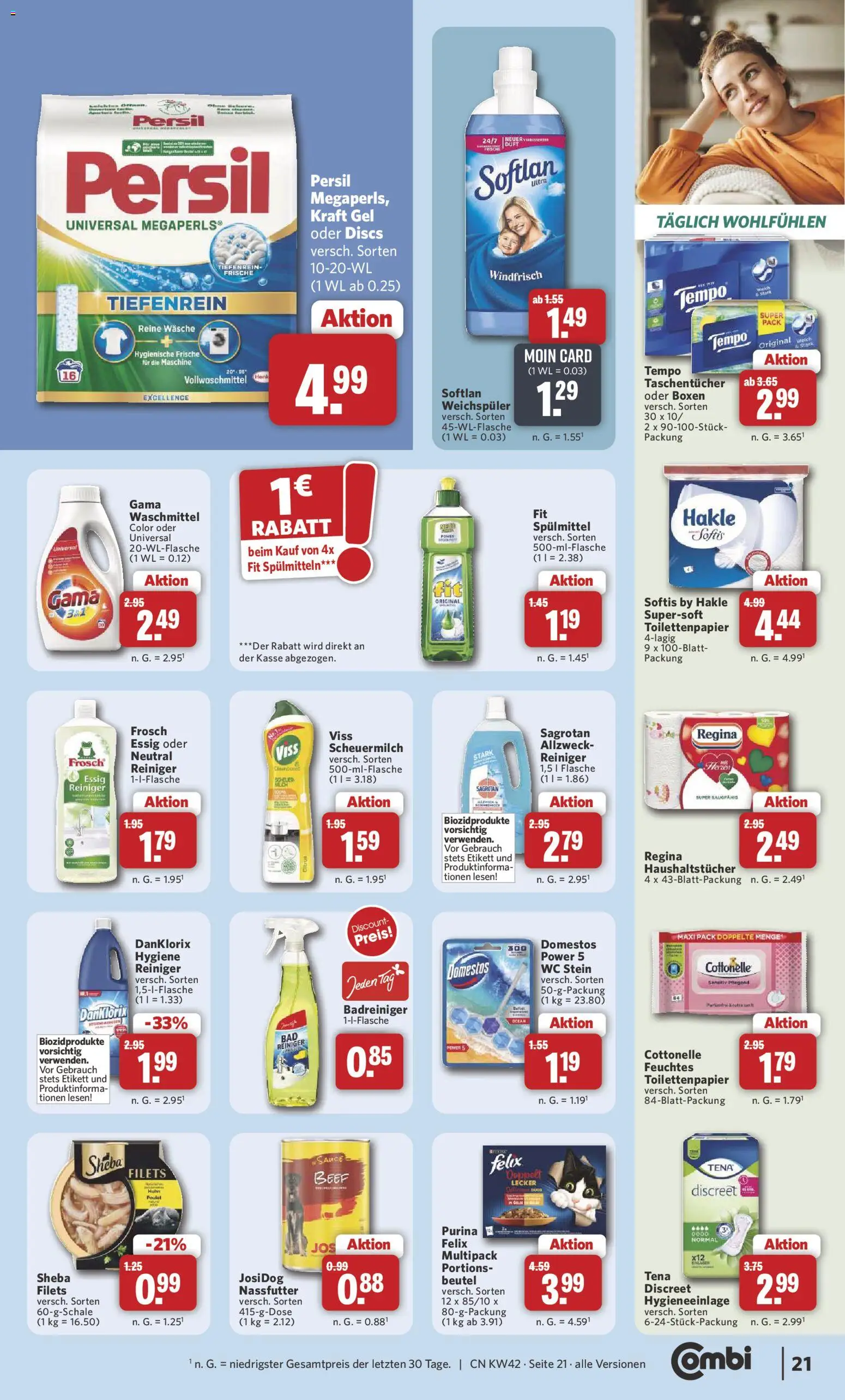 Combi Prospekt – gültig ab 12.10.2026 | Seite: 21 | Produkte: Taschentücher, Essig, Weichspüler, WC Stein