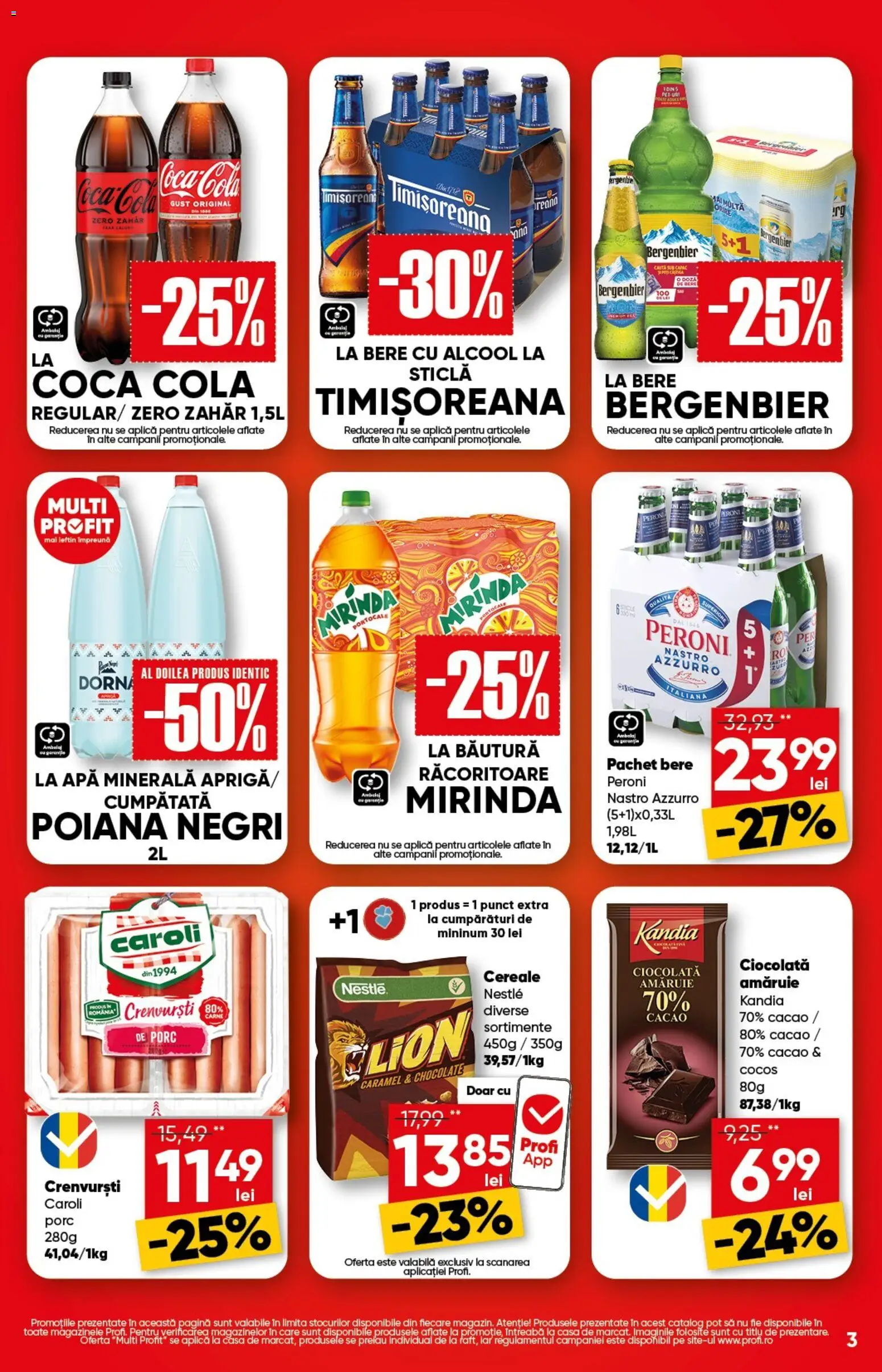 Noul catalog Profi – valabil de la 10.09.2026 | Pagină: 3 | Produse: Peroni nastro azzurro, Crenvurști, Bergenbier, Cacao