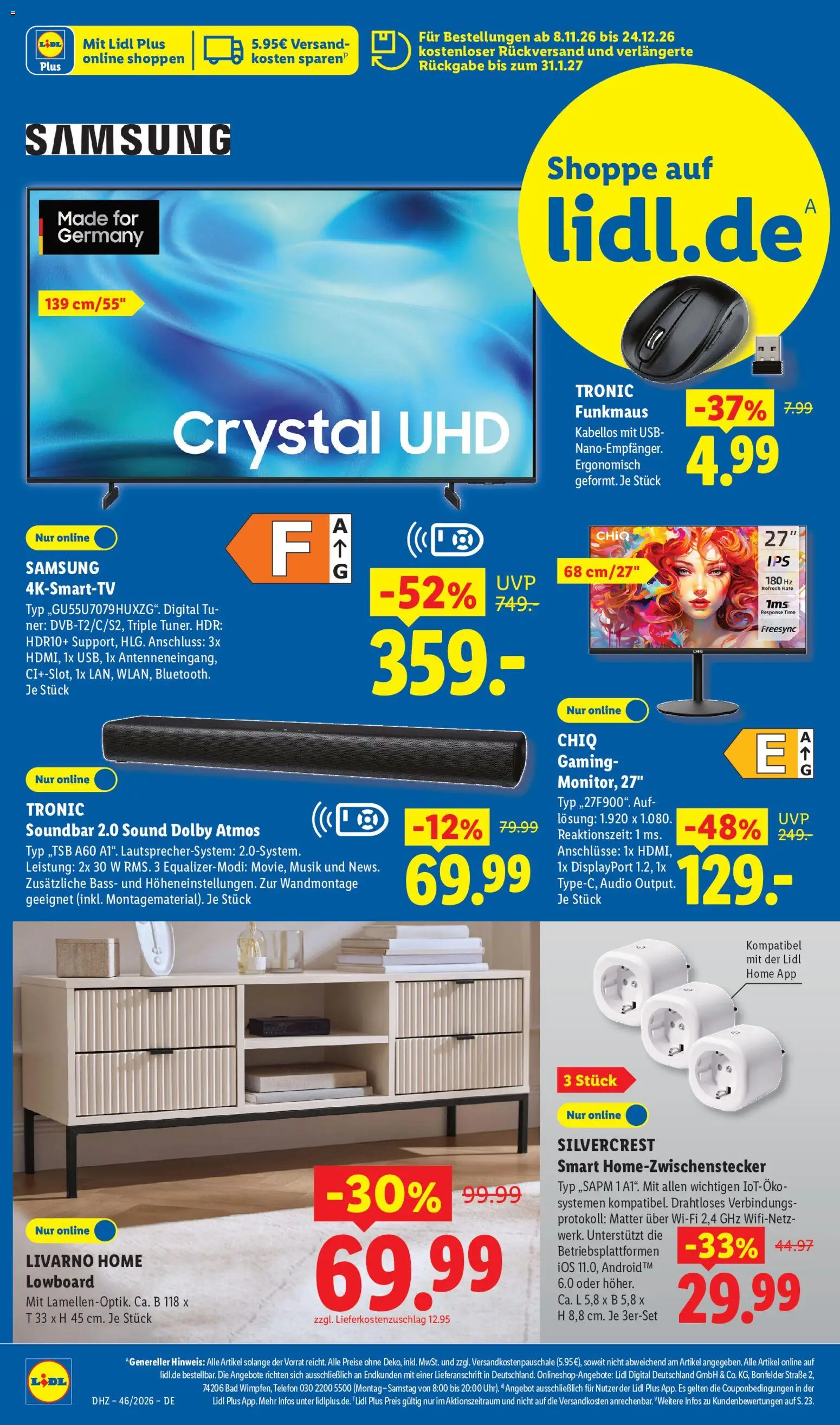 Lidl Německo leták od 09.11.2026 | Strana: 28 | Produkty: Audio, Samsung, USB, Soundbar