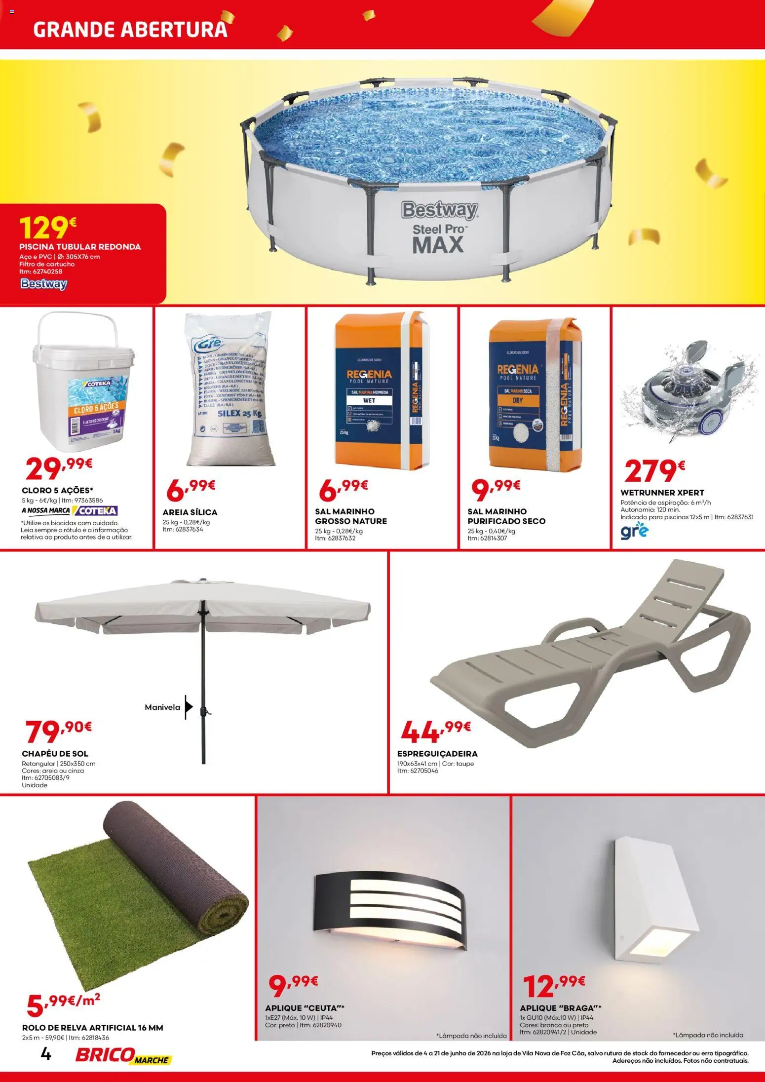 BricoMarché folheto │ válido de 04.06.2026 | Página: 4 | Produtos: Piscina, Chapéu, Relva artificial, Piscinas