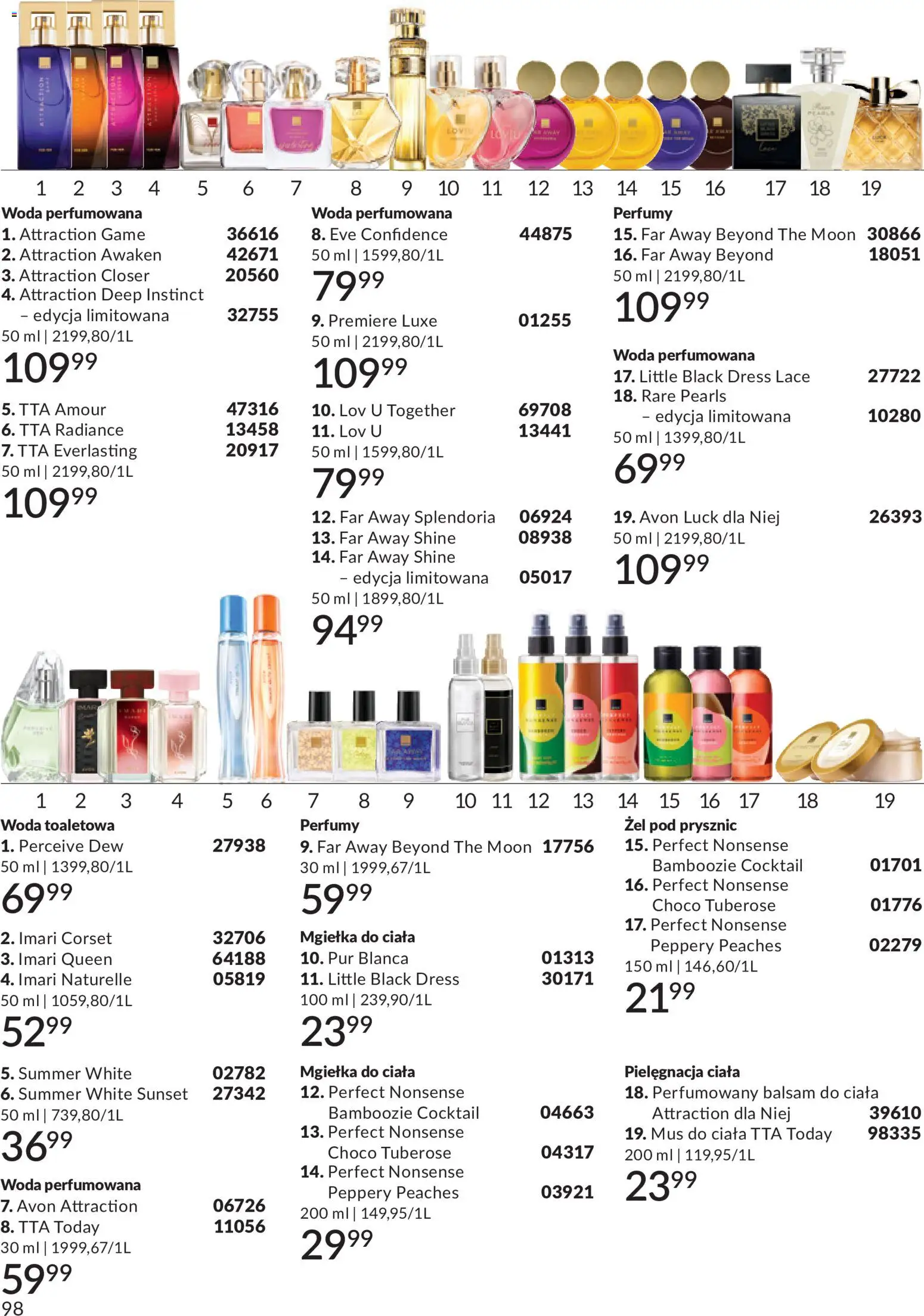Avon Katalog 6 2026 od 01.06.2026 | Strona: 98 | Produkty: Prysznic, Perfumy, Woda toaletowa, Żel pod prysznic