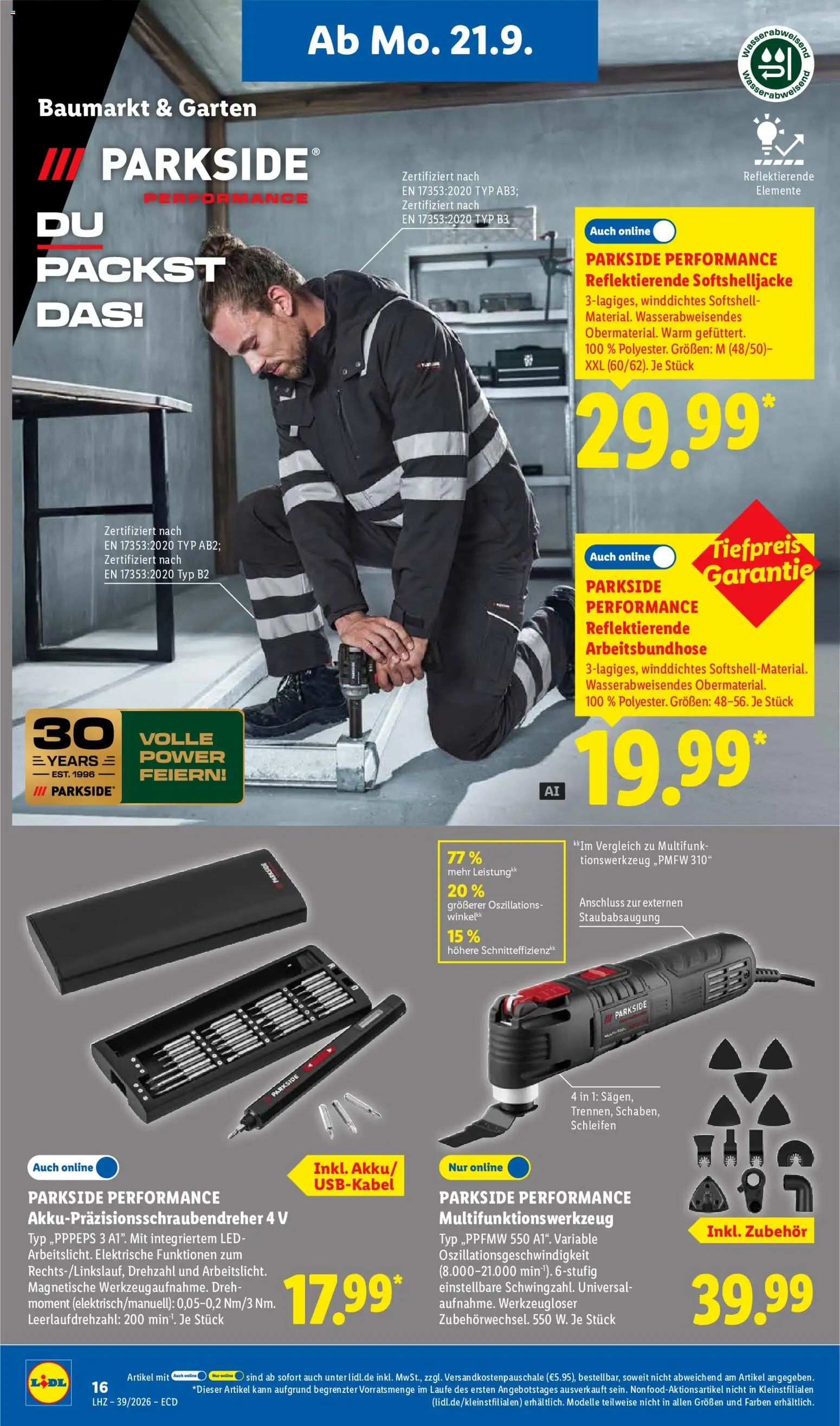Lidl Německo leták od 21.09.2026 | Strana: 28 | Produkty: Parkside, LED