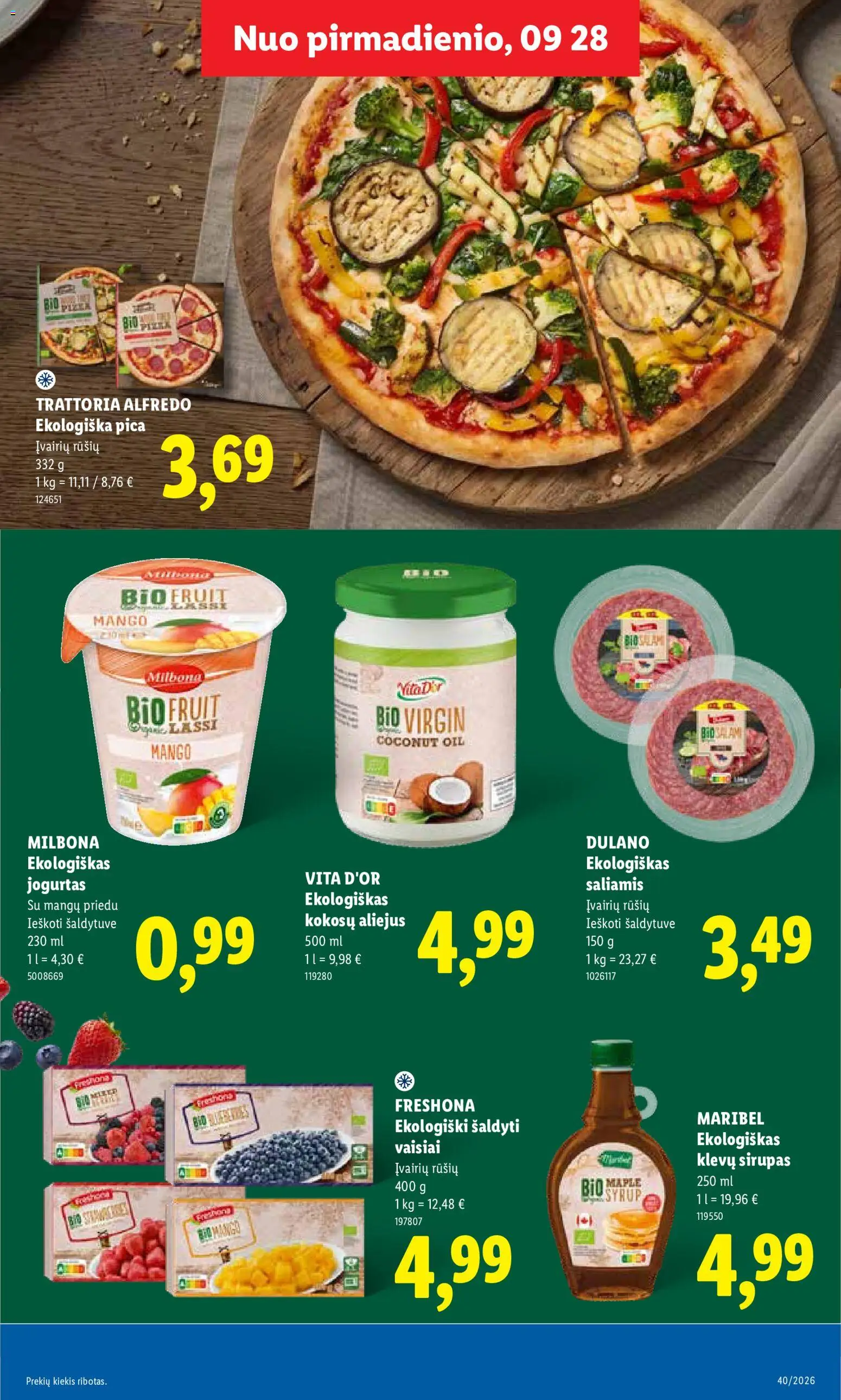 LIDL akcijos nuo 2026.09.28 | Puslapis: 25 | Prekių: Aliejus, Saliamis, Pica, Sirupas