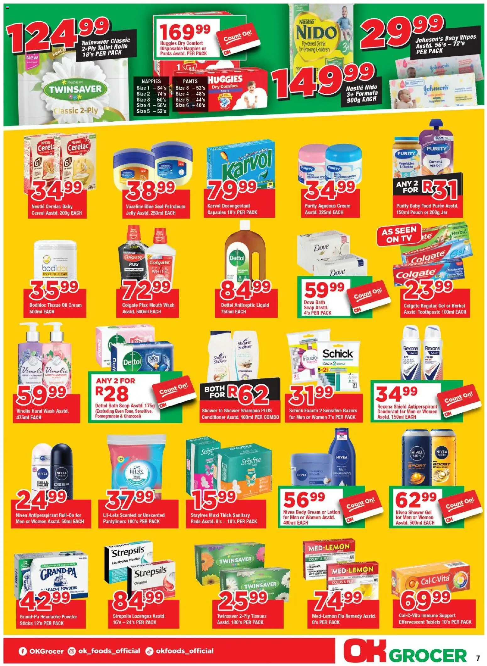 New OK Foods catalogue – valid from 24/06/2026 | Page: 7 | Products: Shower, Body cream, Lotion, Tissues