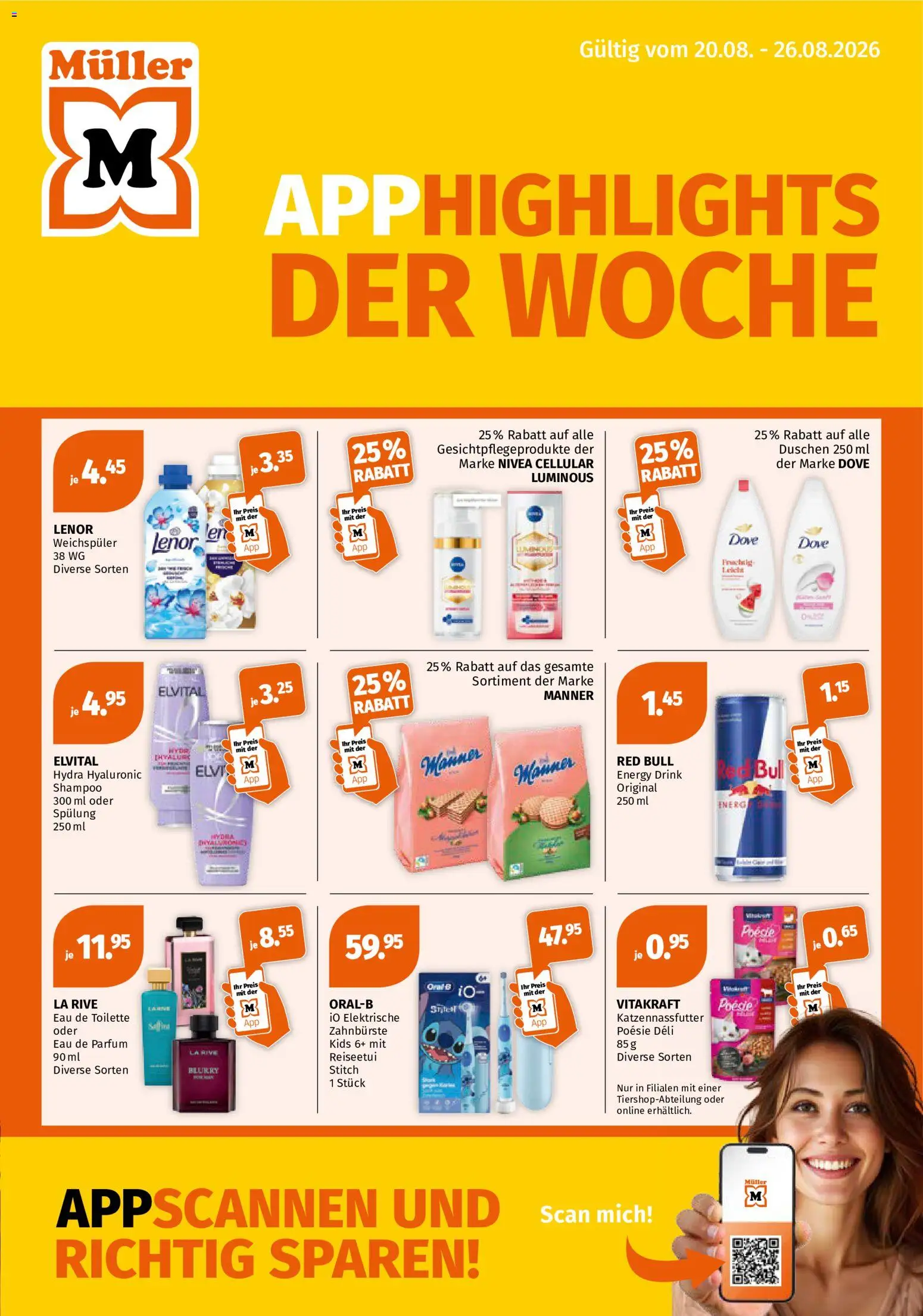 Müller aktionen – gültig ab 20.08.2026 | Seite: 1 | Produkte: Eau de Parfum, Toilette, Weichspüler, Spülung