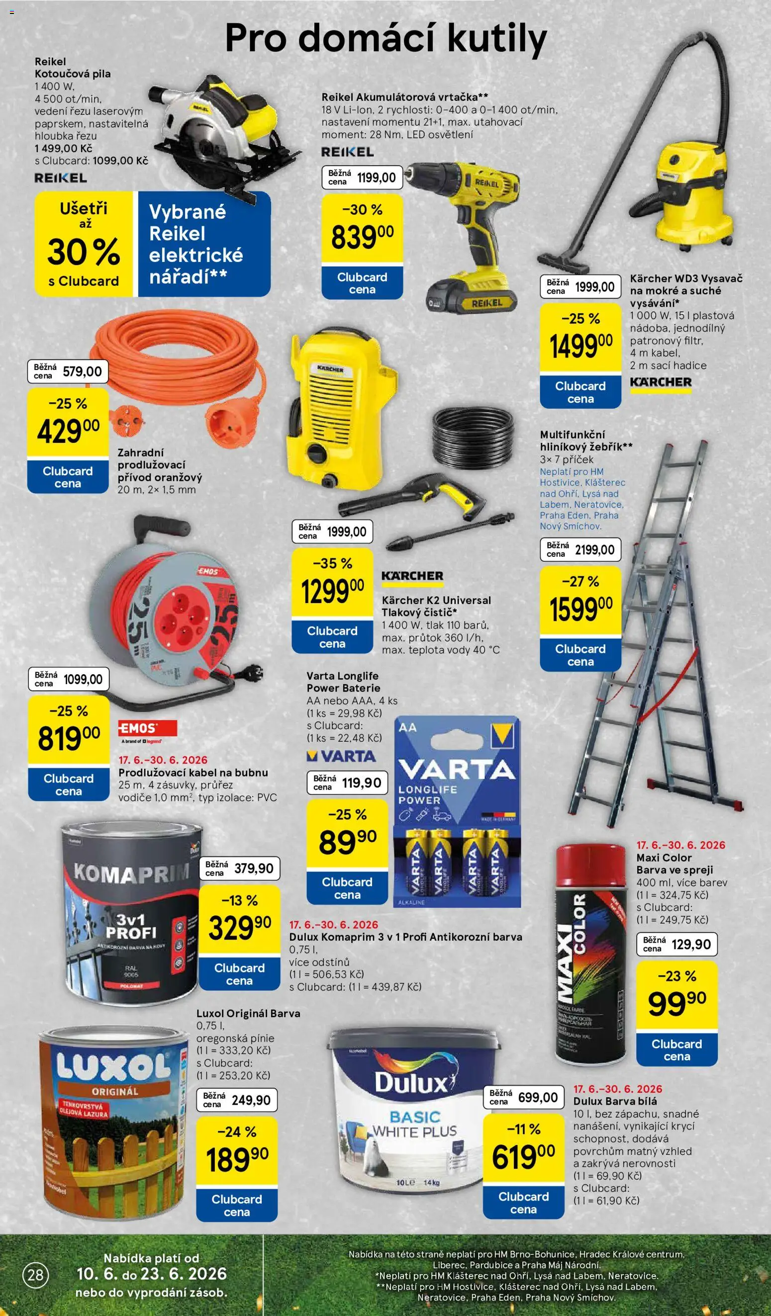 Tesco leták - Hypermarket od 17.06.2026 | Strana: 28 | Produkty: Žebřík, Vysavač, Hliníkový žebřík, Vrtačka