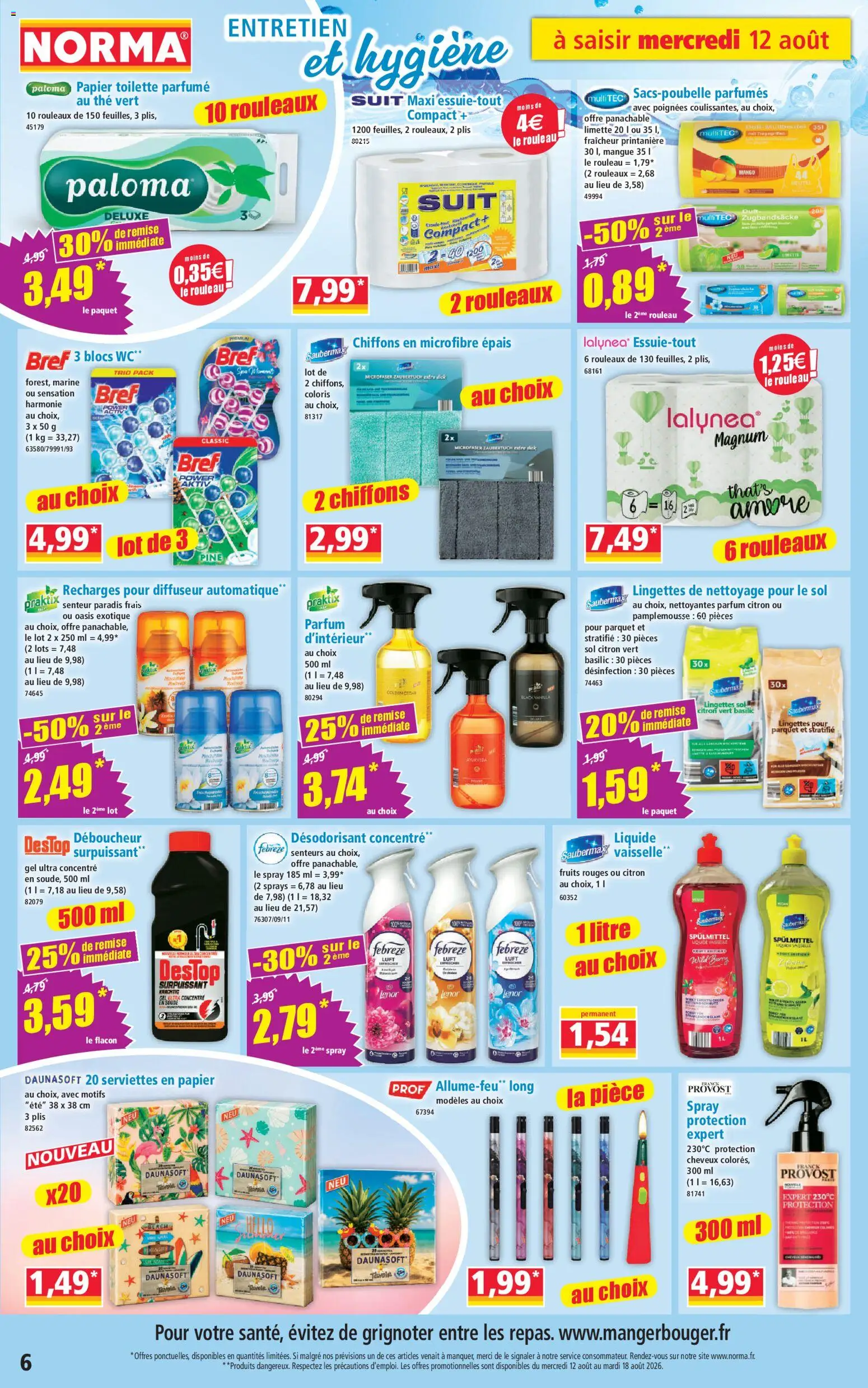 {H1} | Page: 6 | Produits: Citron vert, Papier toilette, Lenor, Parfum