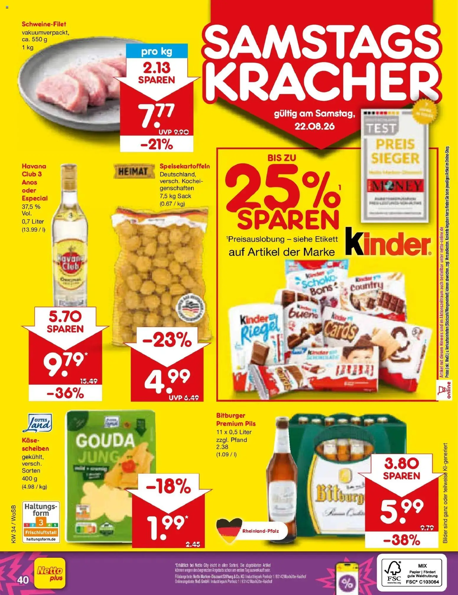 Netto Marken-Discount Prospekt Mannheim – gültig ab 17.08.2026 | Seite: 62 | Produkte: Bitburger, Käse, Gouda, Schweinefilet