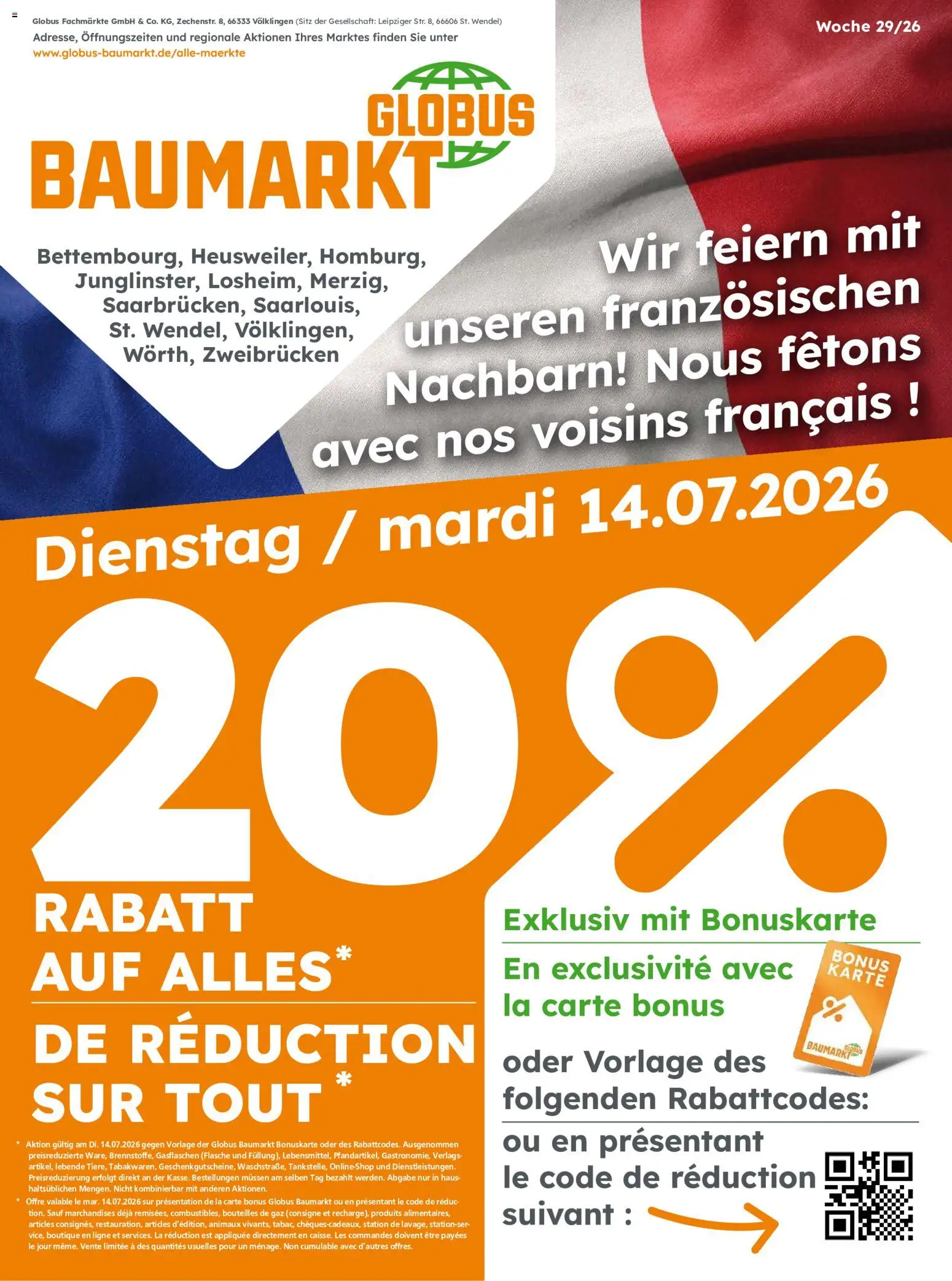 Globus Baumarkt Prospekt Zweibrücken – gültig ab 14.07.2026 | Seite: 1