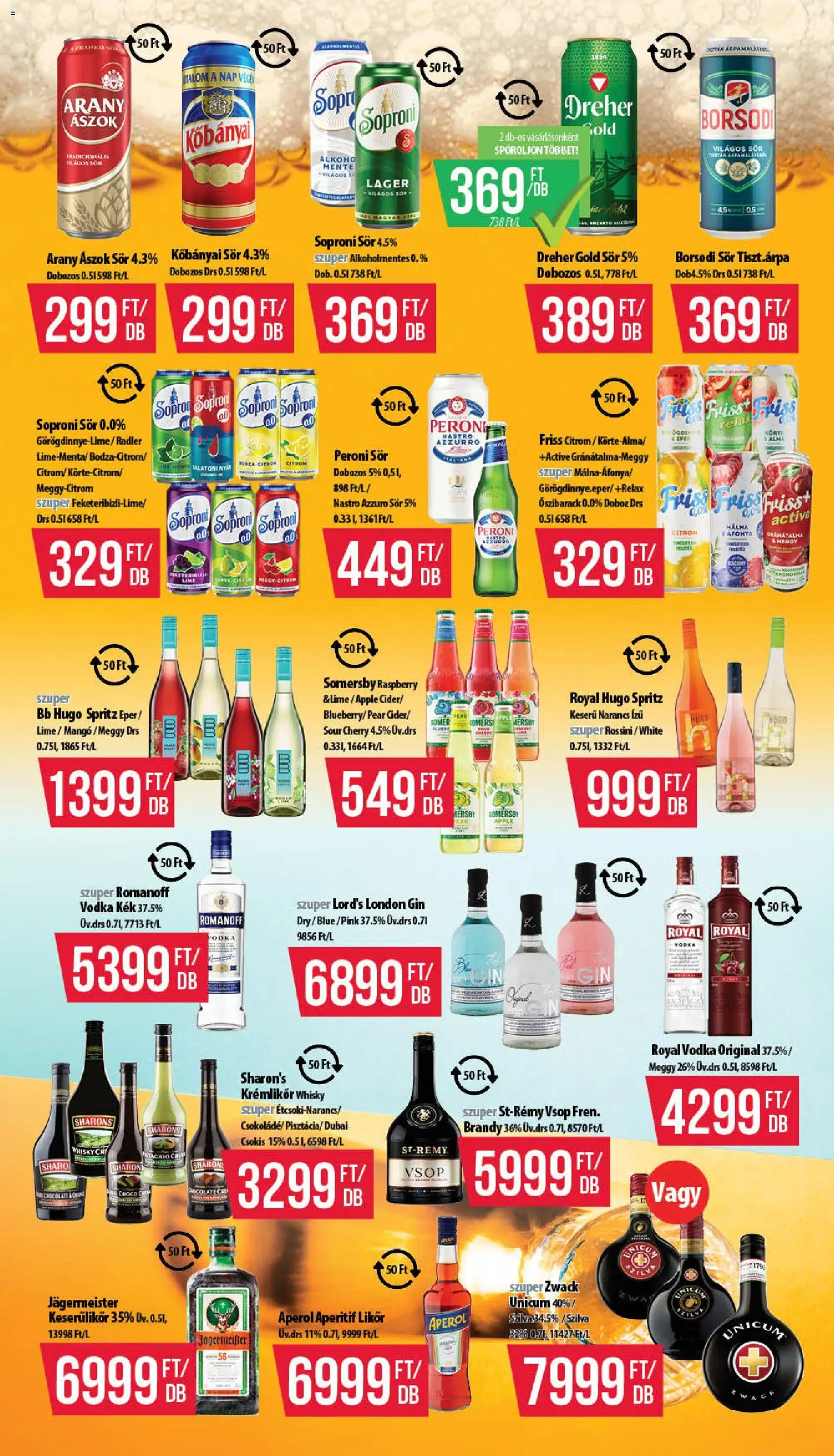 COOP akciós ujság - amely érvényes a következő dátumtól: 2026.08.13. | Oldal: 10 | Termékek: Jägermeister, Soproni, Világos sör, Narancs