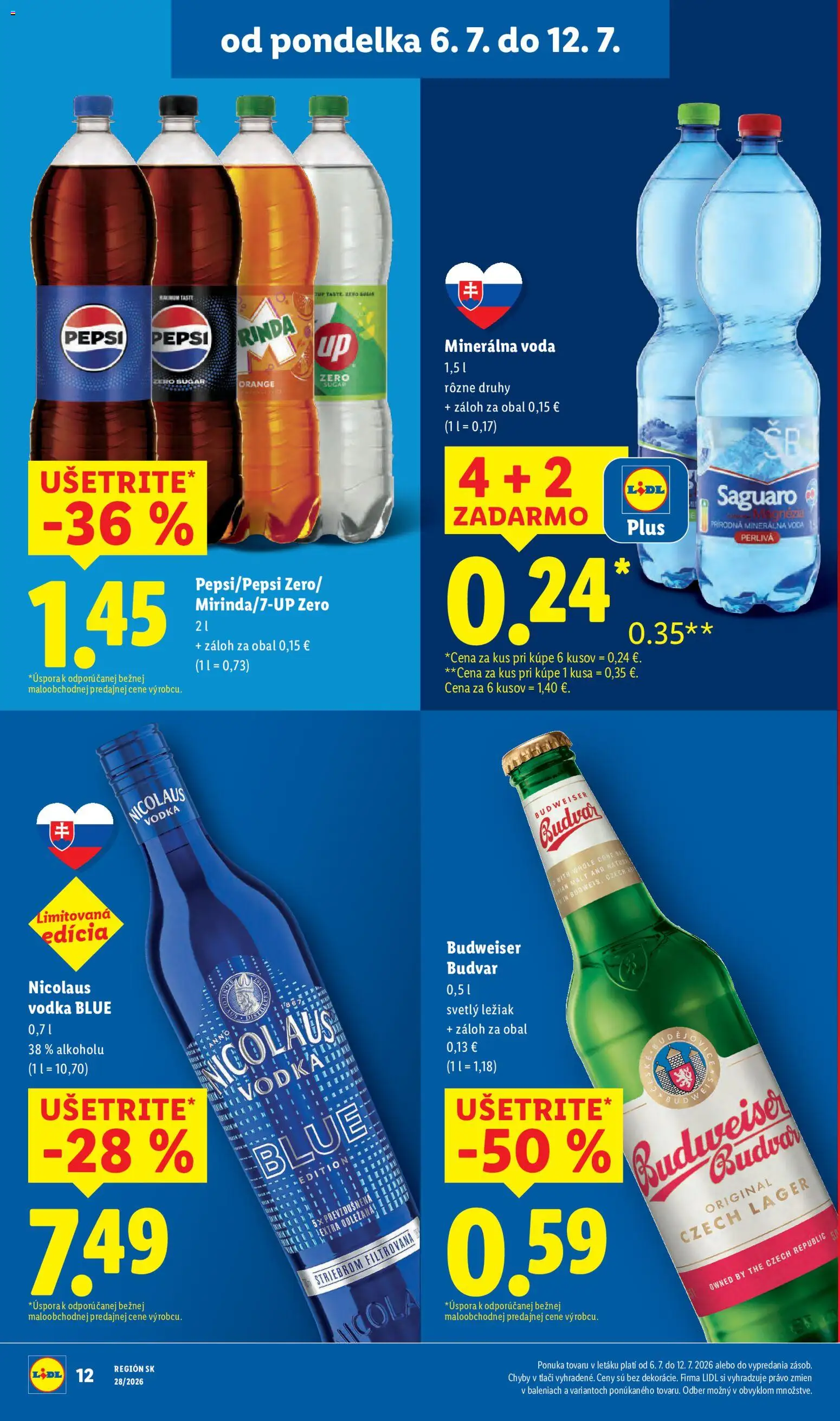Nové Lidl akcie – leták je platný od 06.07.2026 | Strana: 22 | Produkty: Vodka, Voda, Cola, Nicolaus vodka