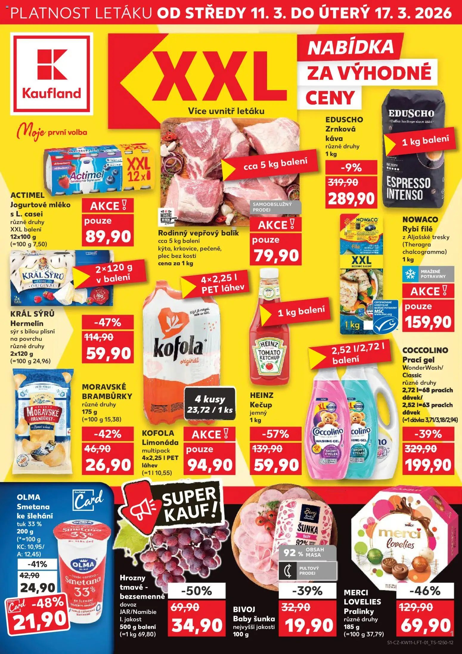 Kaufland leták od 11.03.2026 | Strana: 1 | Produkty: Bramburky, Kečup, Hermelín, Hrozny