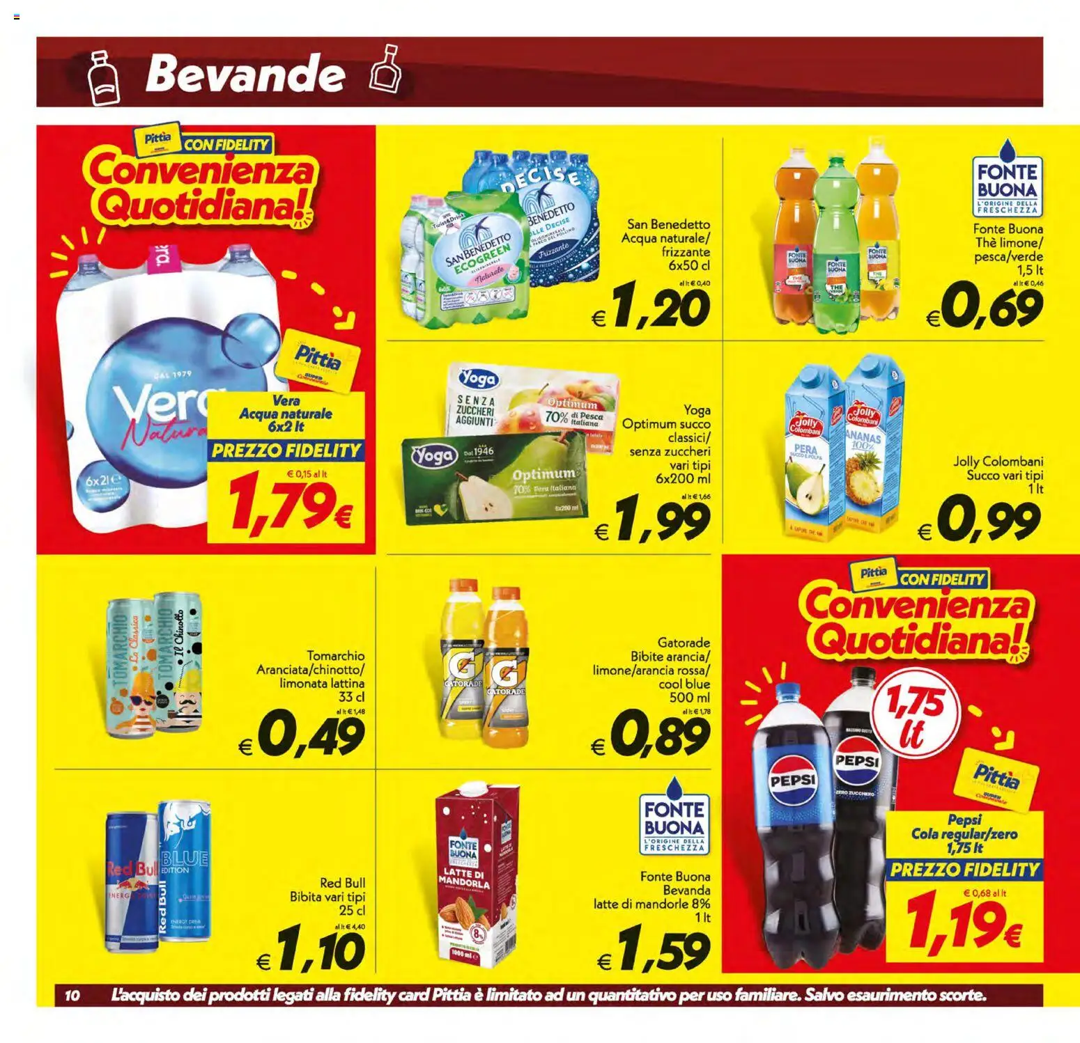 Volantino SuperConveniente del 01/09/2026 | Pagina: 10 | Prodotti: Latte, Pesca, Pera, Acqua naturale