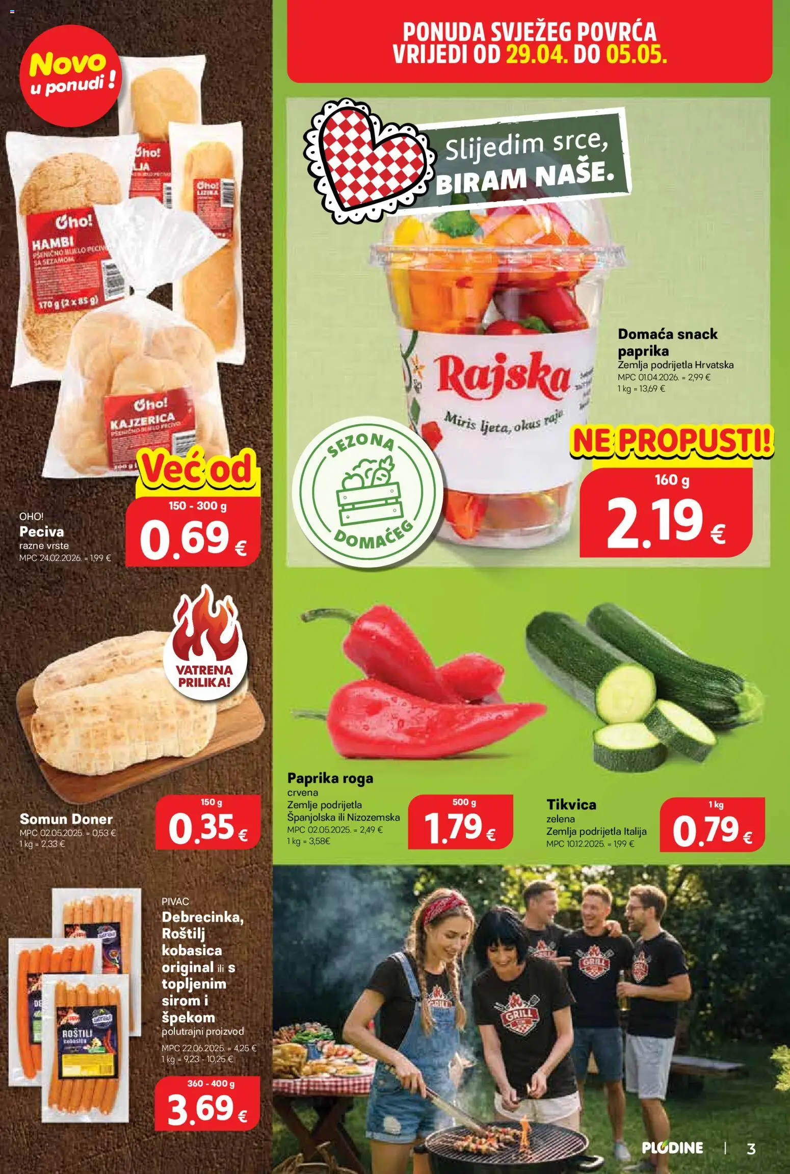 Plodine katalog | vrijedi od 29.04.2026 | Stranica: 3 | Proizvodi: Roštilj, Miris, Paprika, Kobasica