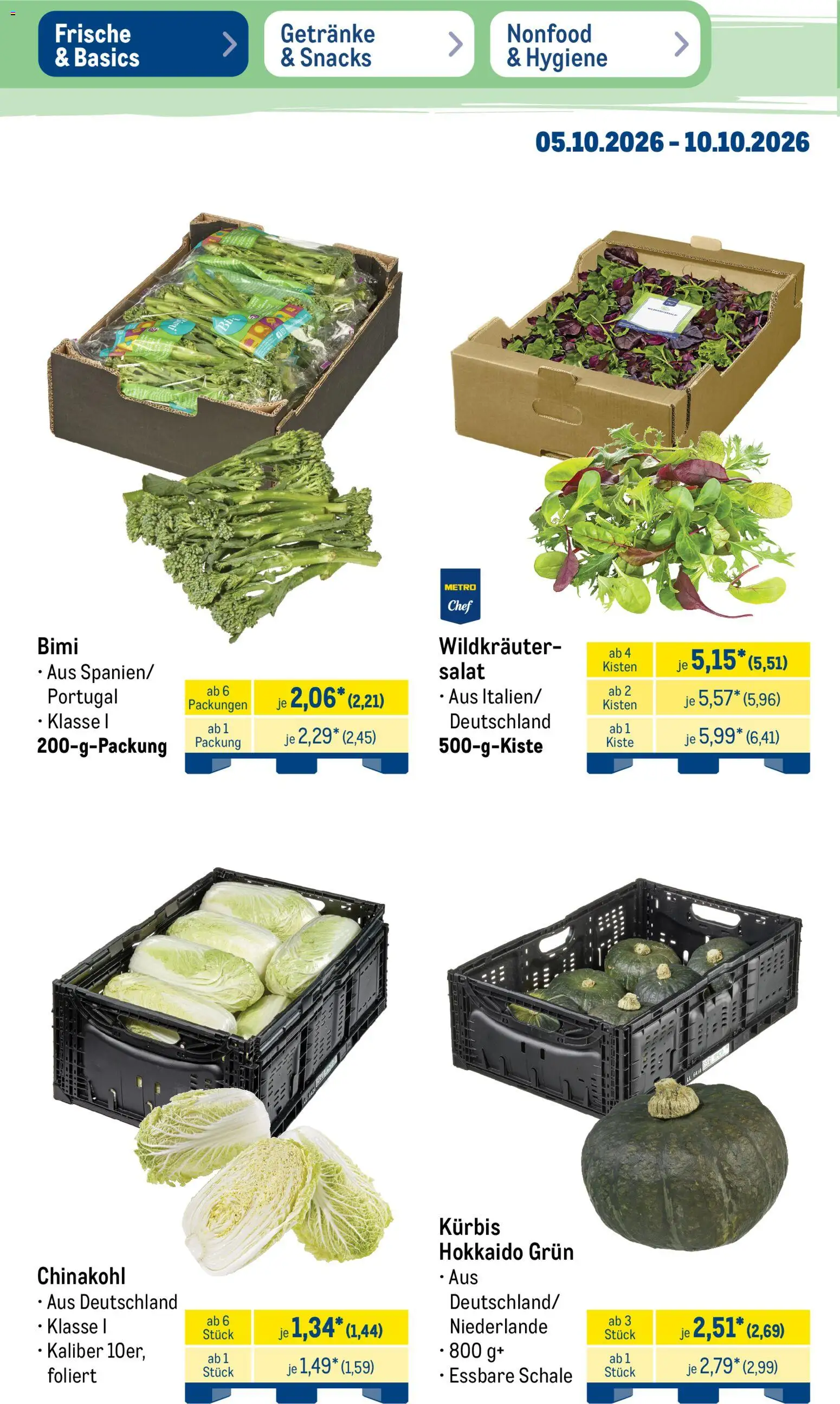 Metro NonFood-Angebote – gültig ab 05.10.2026 | Seite: 37 | Produkte: Kürbis, Chinakohl, Salat