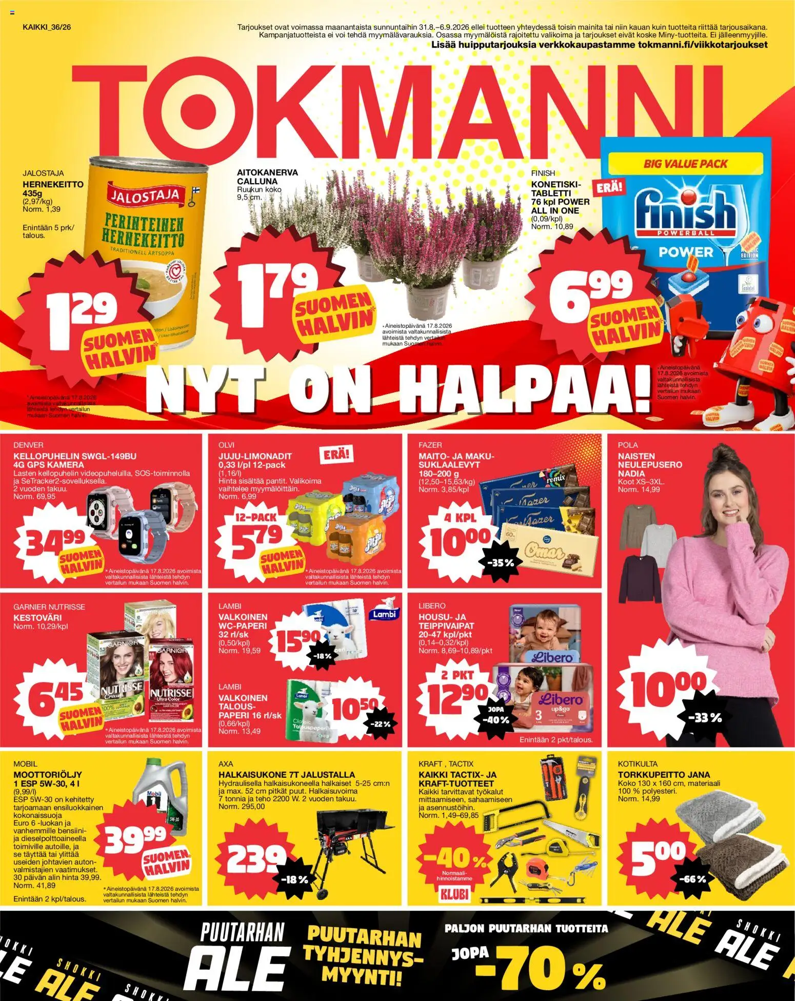 Tokmanni tarjoukset – voimassa 31/08/2026 alkaen | Sivu: 1