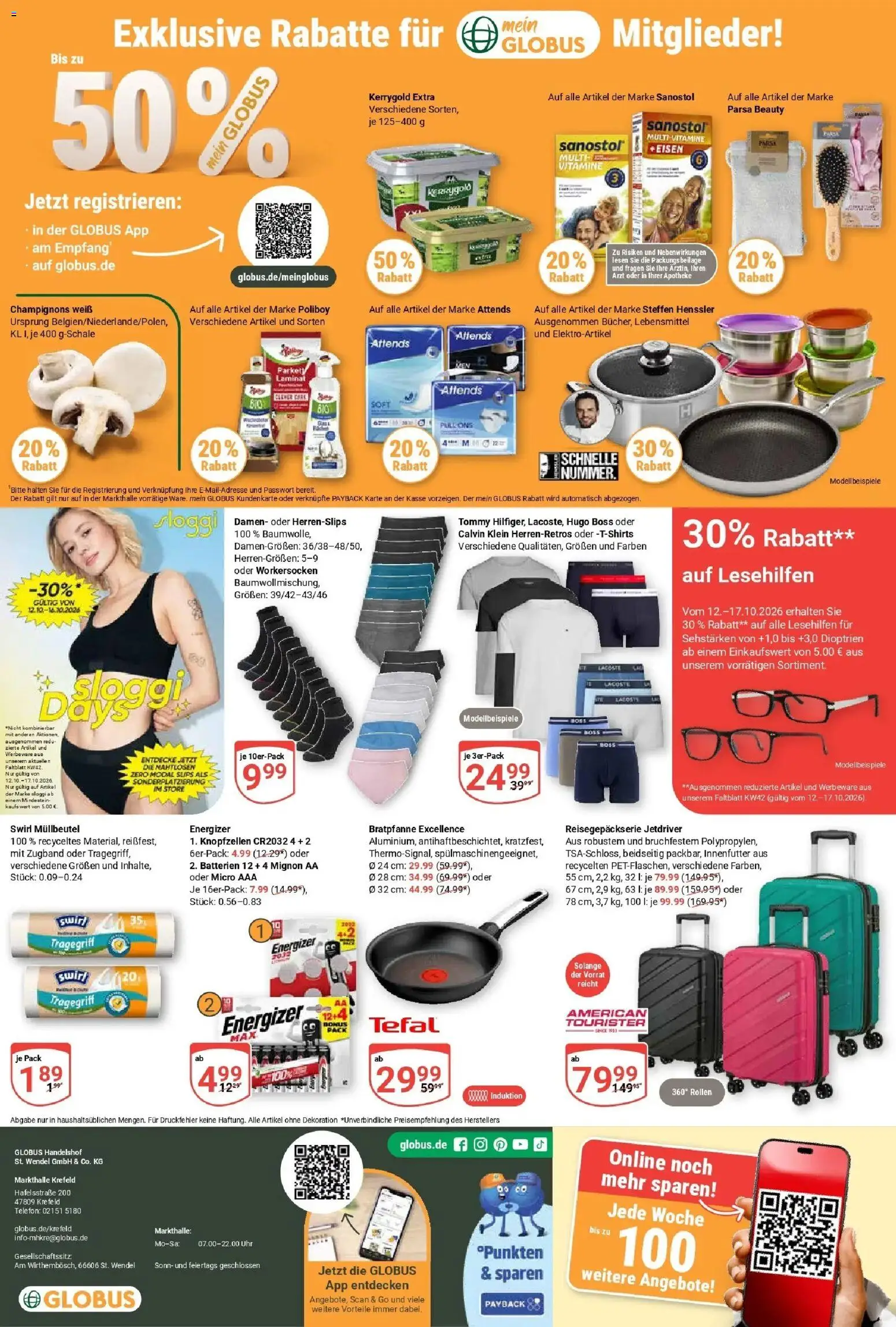 Globus Prospekt Krefeld (ab 12.10.2026) » Angebote online | Seite: 25 | Produkte: Champignons, Hugo, Telefon, Uhr