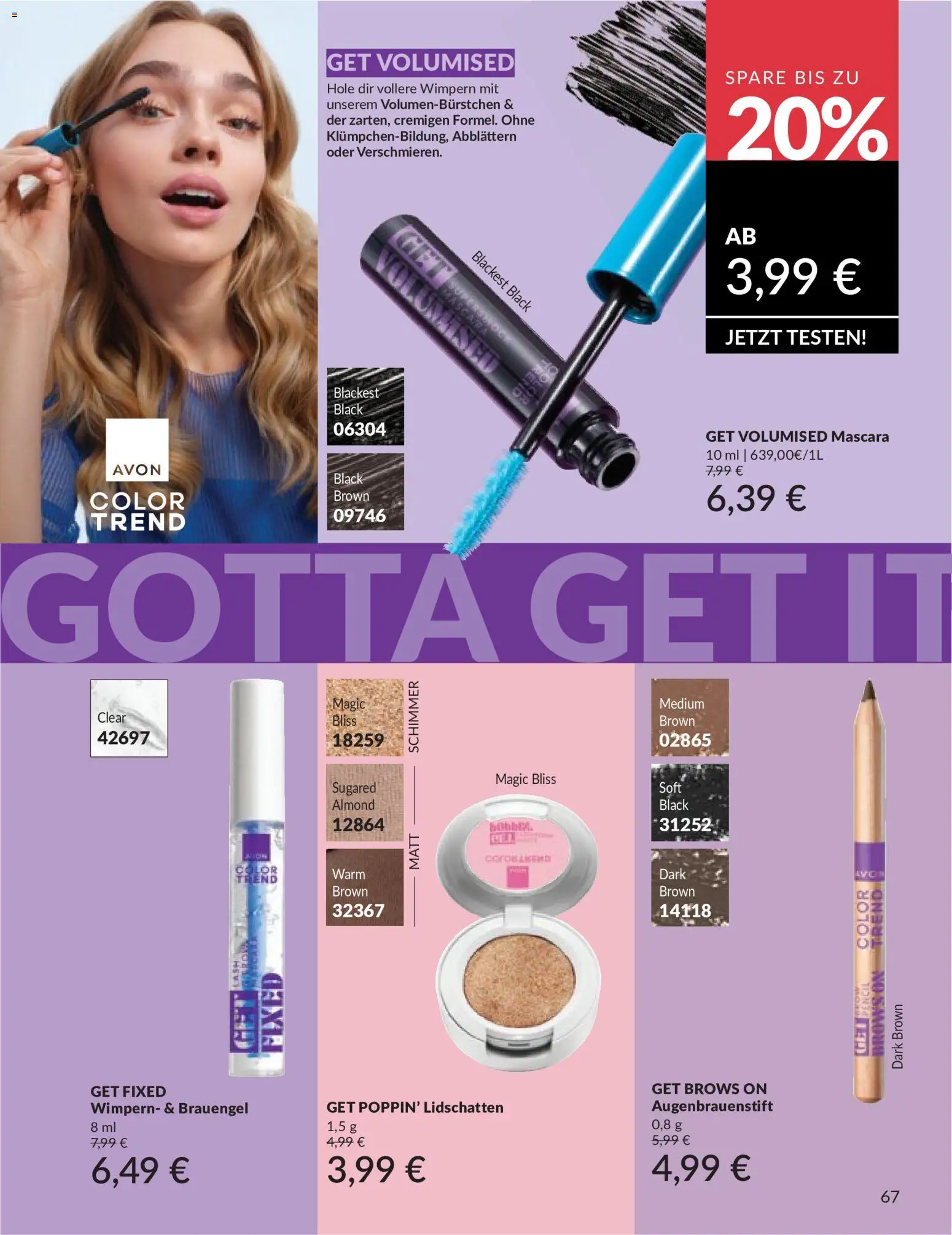 AVON Katalog Mai 2026 – gültig ab 01.05.2026 | Seite: 81 | Produkte: Lidschatten, Mascara, Augenbrauenstift
