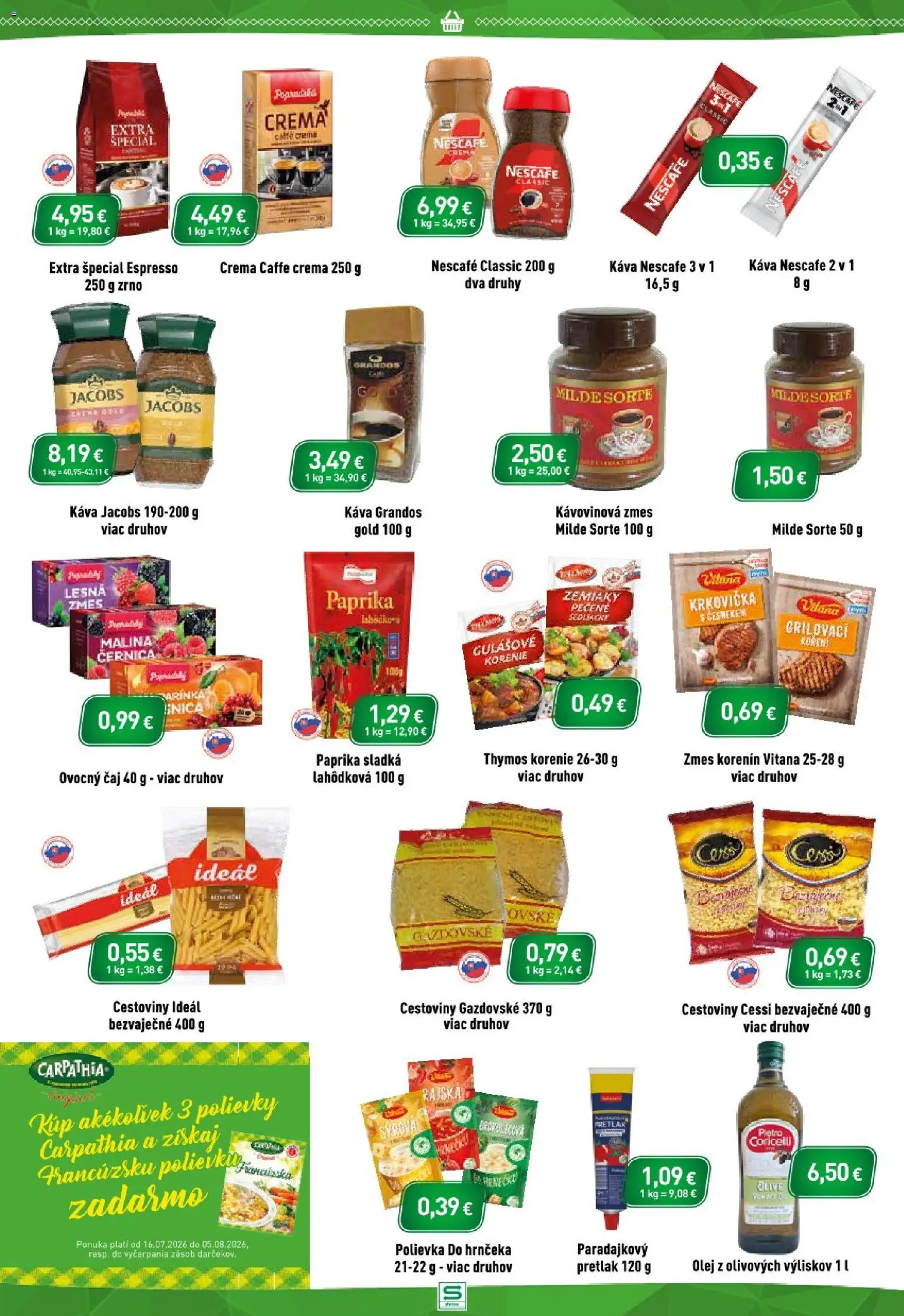 Nové Sintra akcie – leták je platný od 16.07.2026 | Strana: 9 | Produkty: Paprika, Krkovička, Pretlak, Ovocný čaj