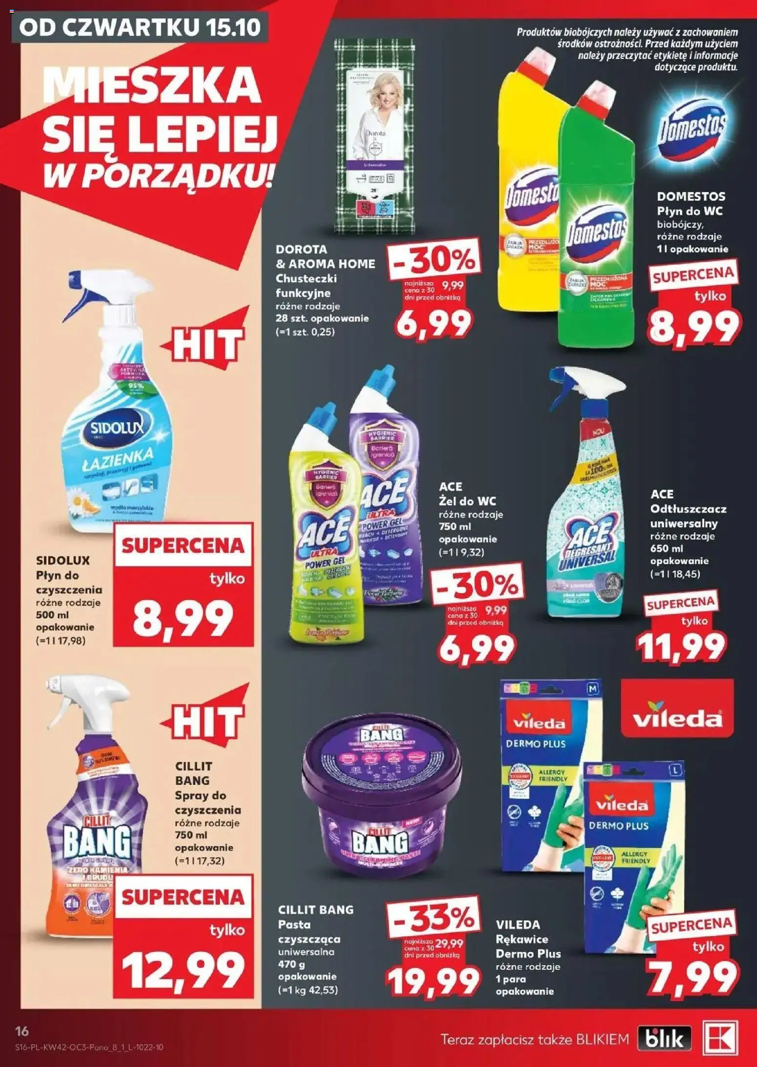 Kaufland gazetka - Chemia i kosmetyki od 15.10.2026 - od jutra PDF | Strona: 16 | Produkty: Cleaner, Cillit bang, Vileda, Płyn do WC Domestos