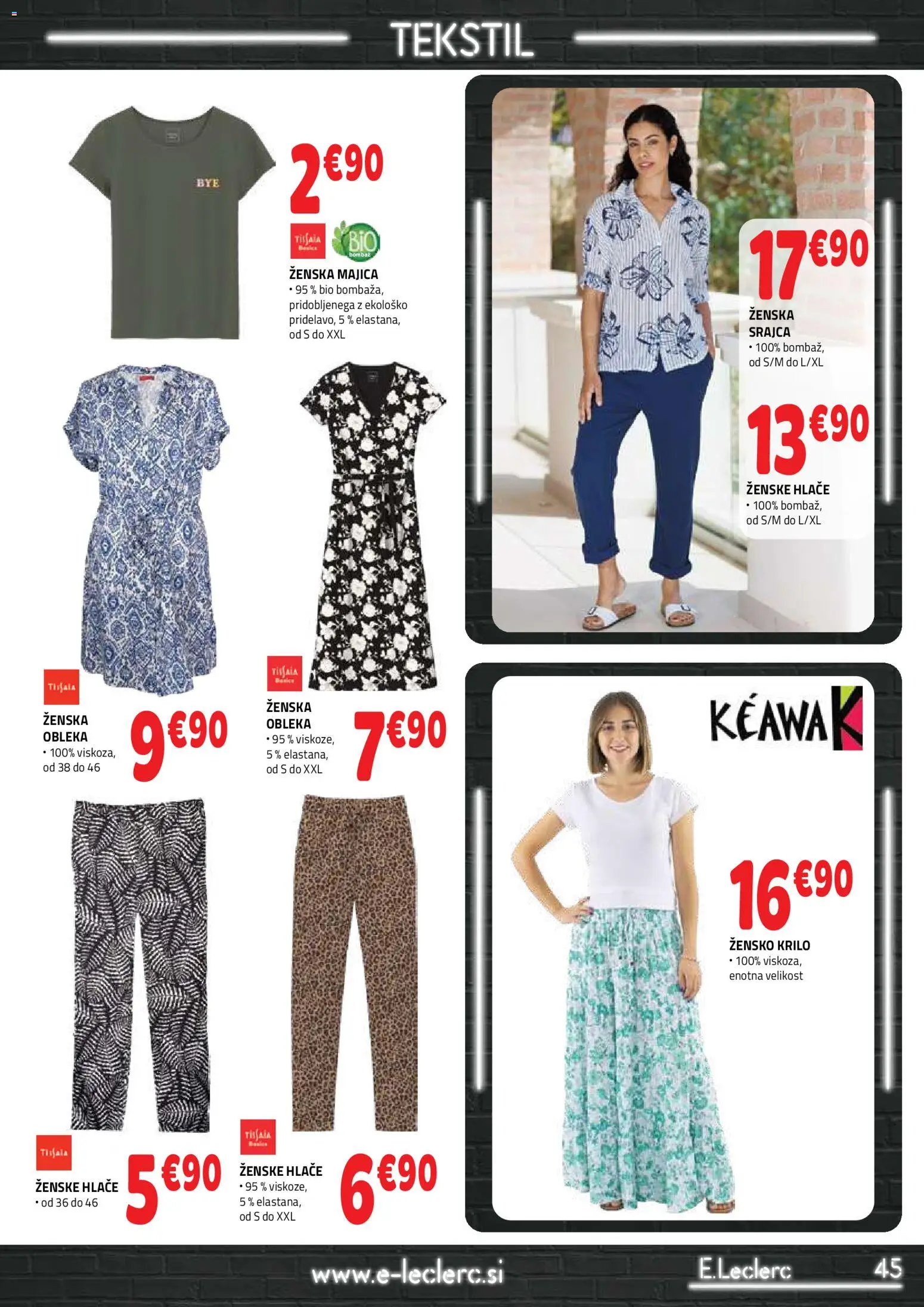 Novi E.leclerc katalog ponudbe – veljaven od 12.08.2026 | Stran: 45 | Izdelki: Srajca, Krilo, Majica, Obleka