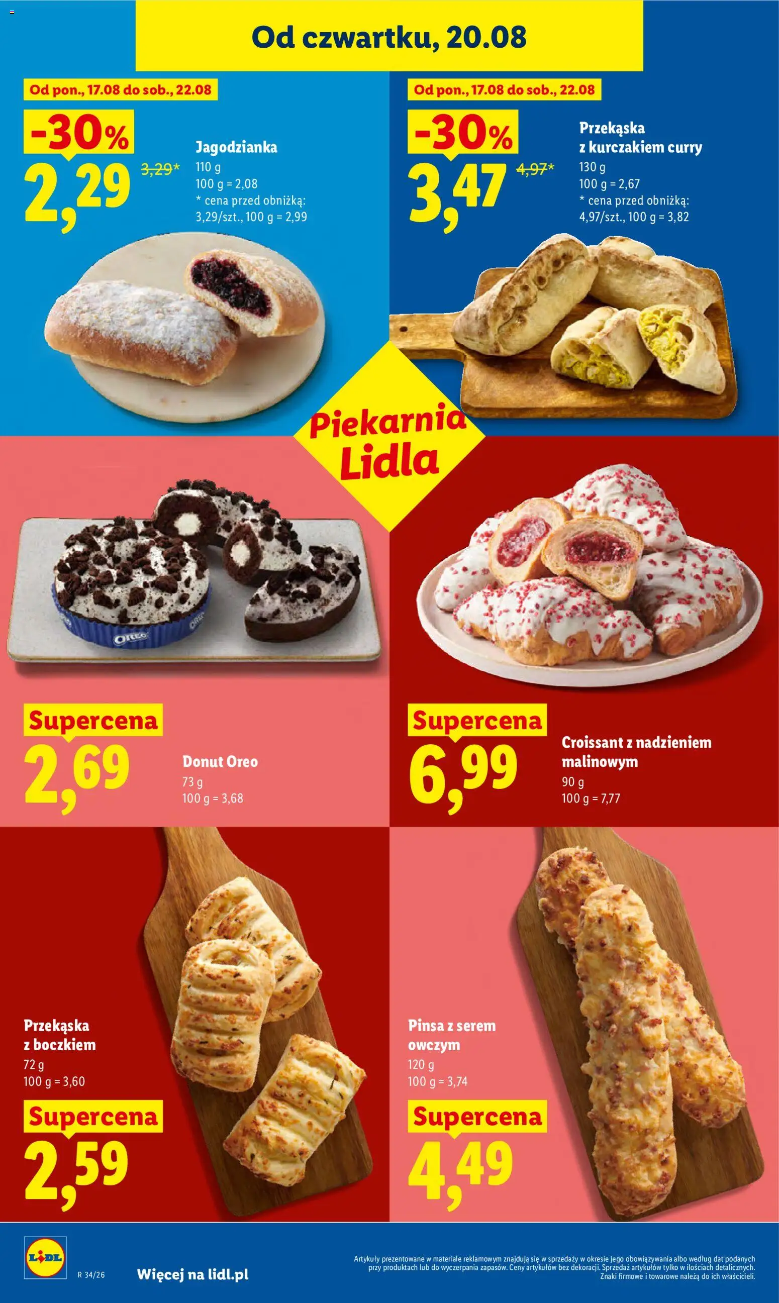Lidl Polsko leták od 20.08.2026 | Strana: 62 | Produkty: Donut, Croissant, Pinsa, Oreo