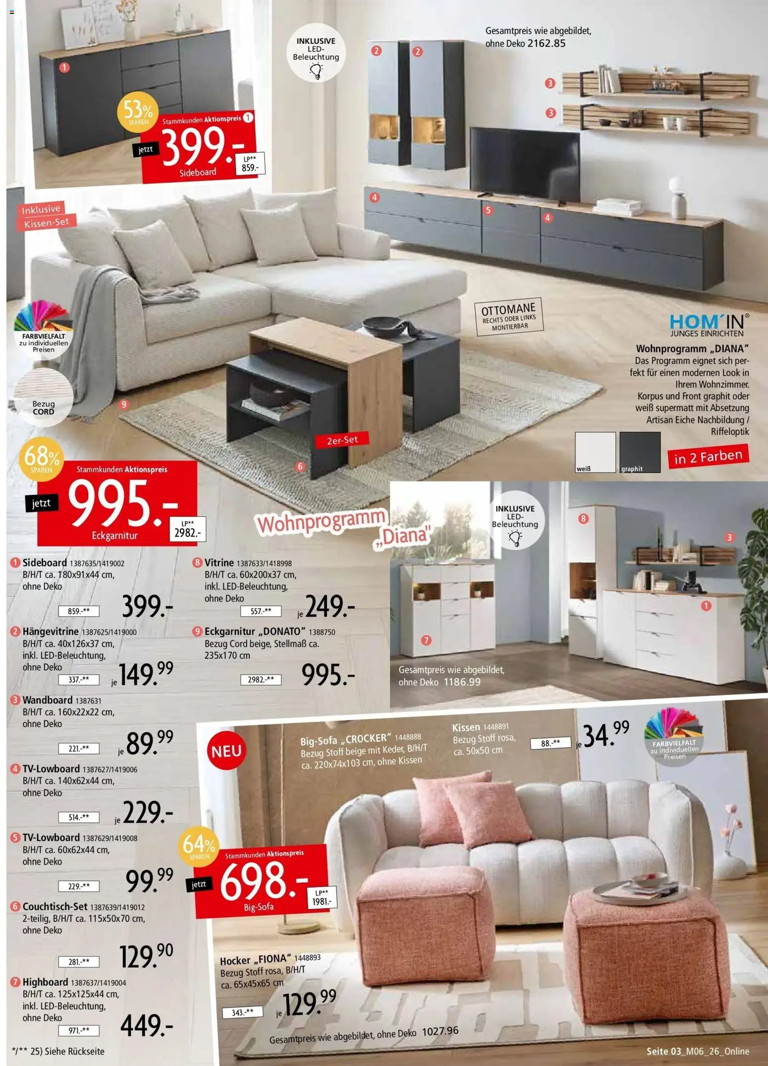 Zurbrüggen - Zurbrüggen: Unschlagbar günstig – gültig ab 01.05.2026 | Seite: 3 | Produkte: Bigsofa, Hocker, Wandboard, Vitrine