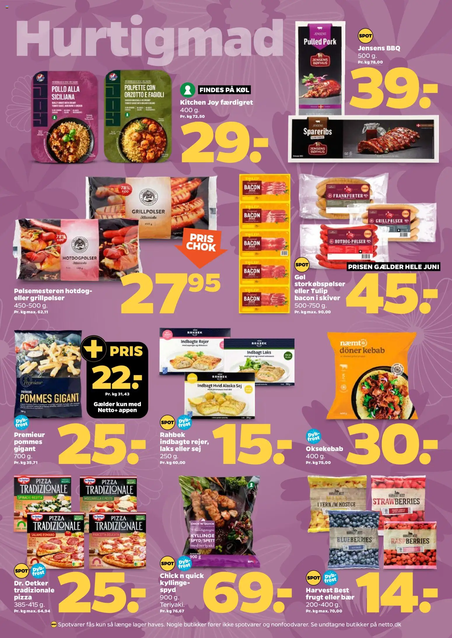 Netto tilbudsavis – gyldig fra 20.06.2026 | Side: 16 | Produkter: Pizza, Kebab, Frikadeller, Bacon
