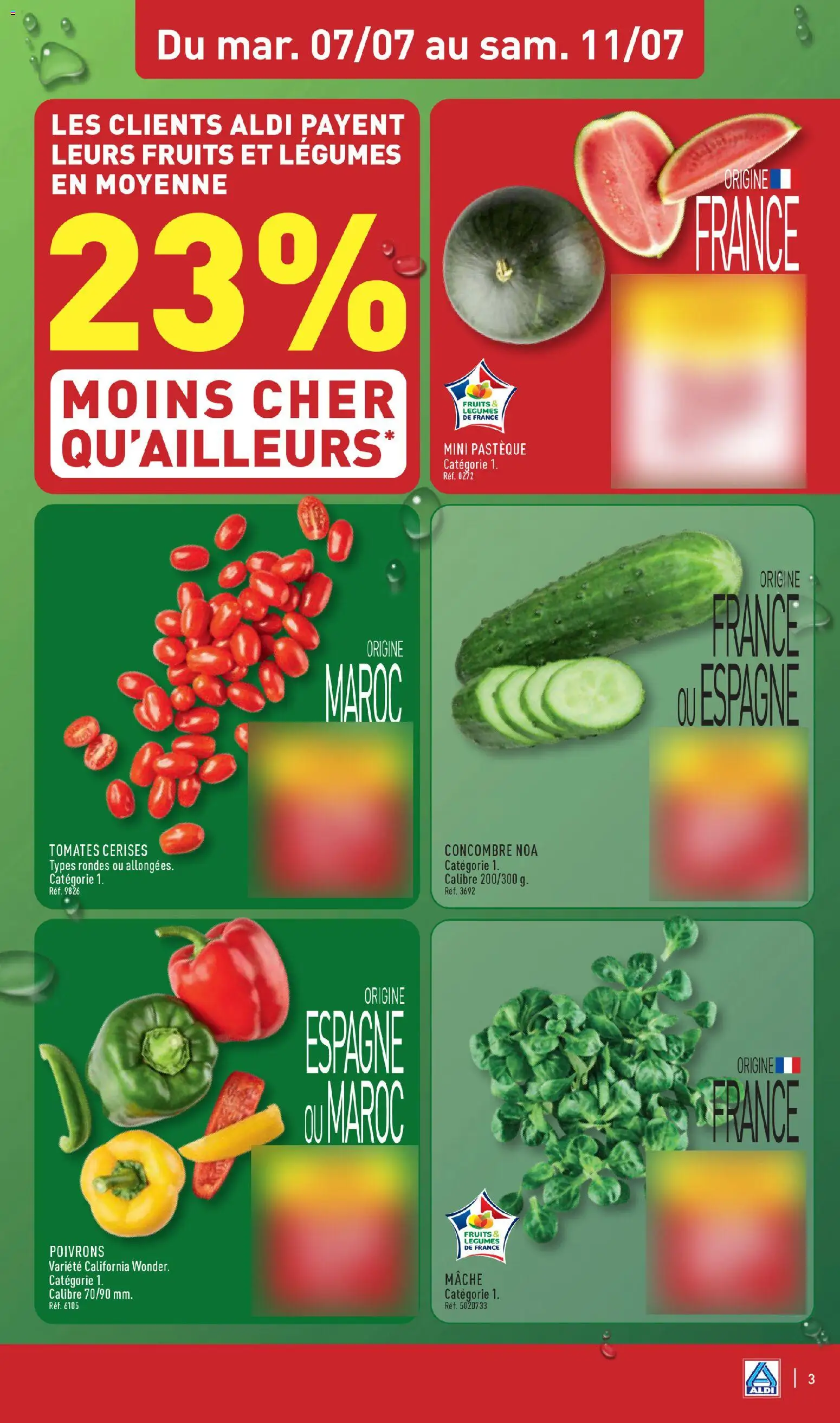 {H1} | Page: 5 | Produits: Pastèque, Cerises, Mâche, Tomates