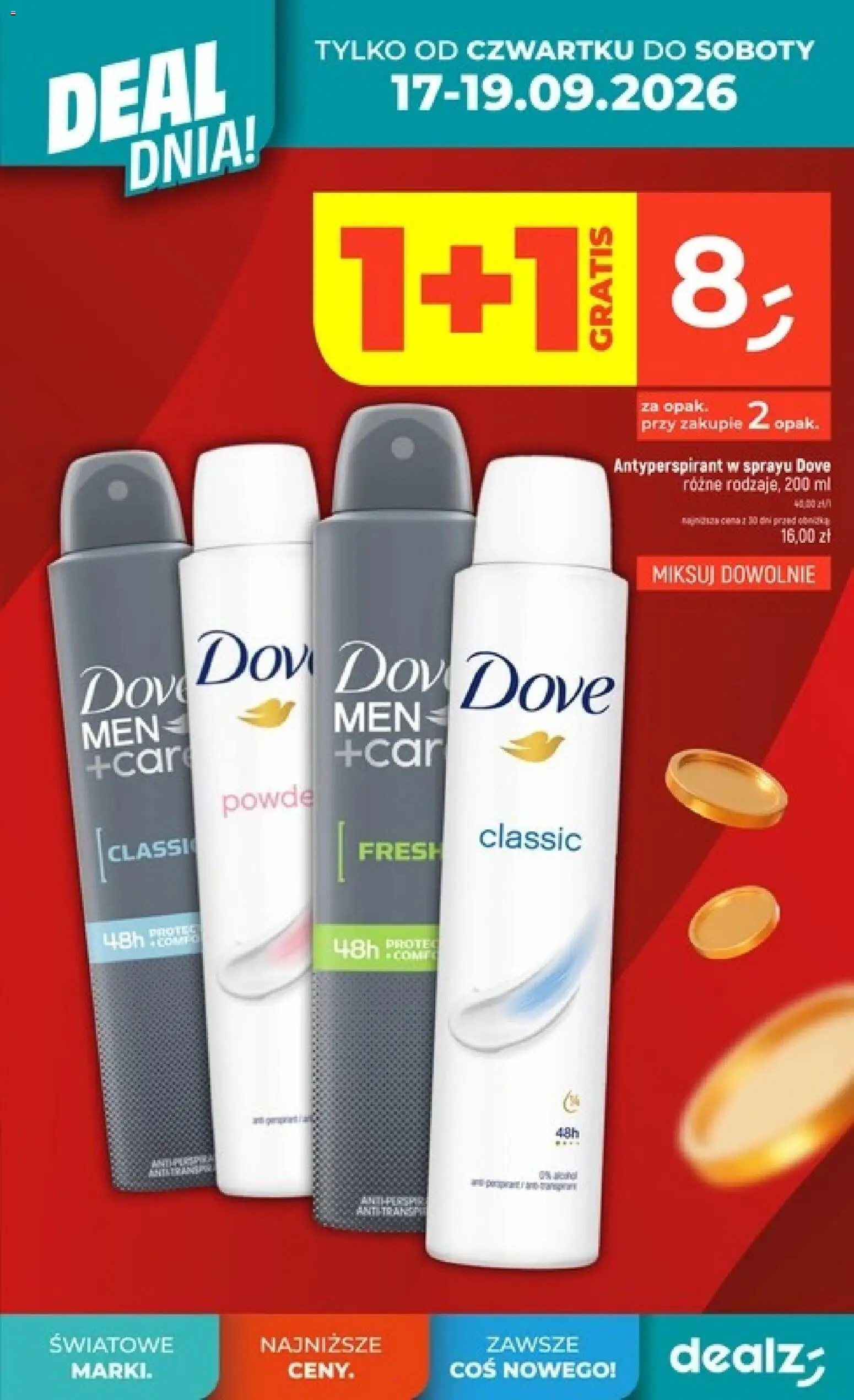 Dealz gazetka - Deal dnia od 17.09.2026 | Strona: 3 | Produkty: Dove, Antyperspirant