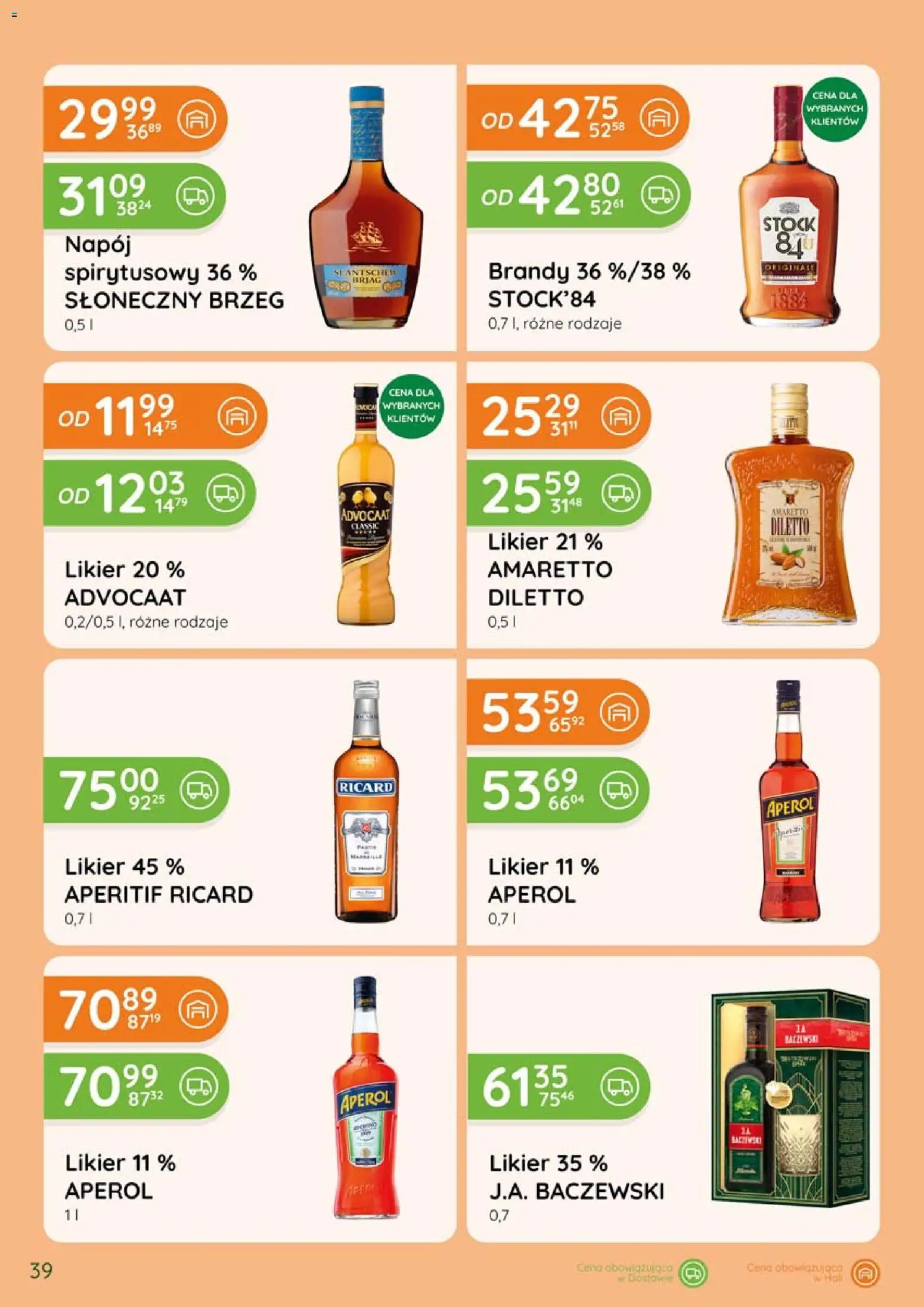 Eurocash gazetka - Katalog Alkoholowy od 01.09.2026 | Strona: 39 | Produkty: Brandy, Aperitif, Amaretto, Aperol