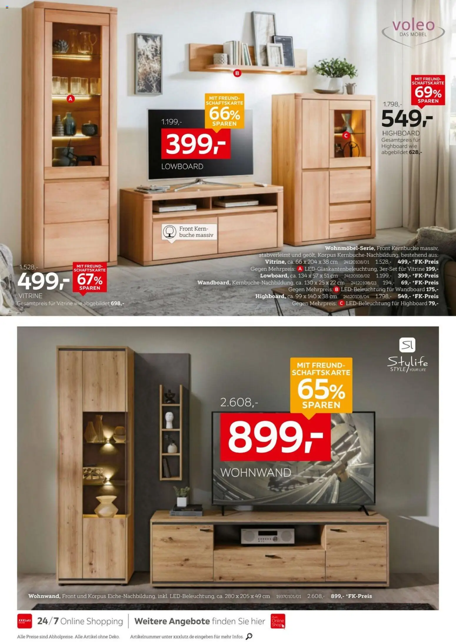 XXXLutz Bis zu 73% auf Wohnen – gültig ab 05.09.2026 | Seite: 2 | Produkte: Wohnwand, HIghboard, Wandboard, Vitrine