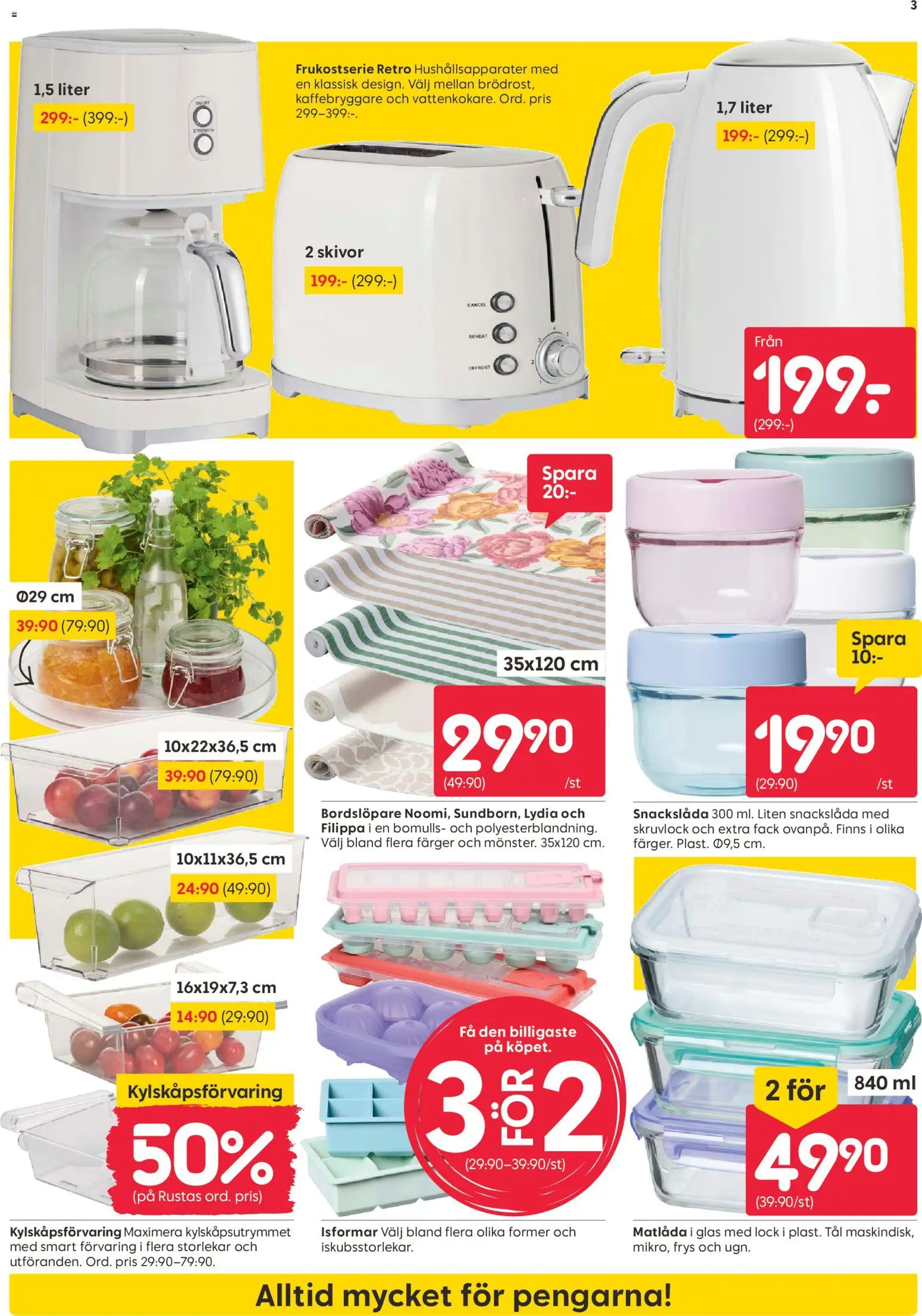 Rusta reklamblad aktuell från 20/07/2026 | Sida: 3 | Produkter: Kaffebryggare, Vattenkokare, Brödrost, Matlåda