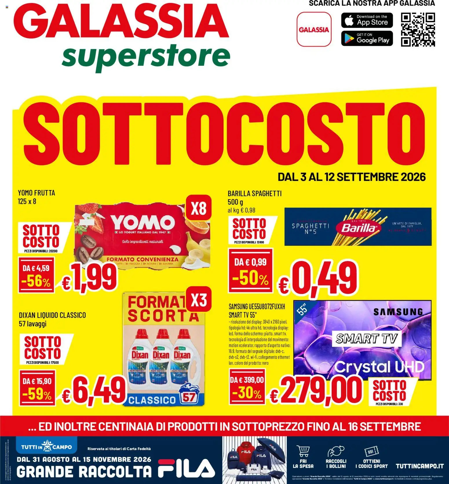 Volantino Galassia del 03/09/2026 | Pagina: 1 | Prodotti: Yogurt, Agrumi, The, Spaghetti