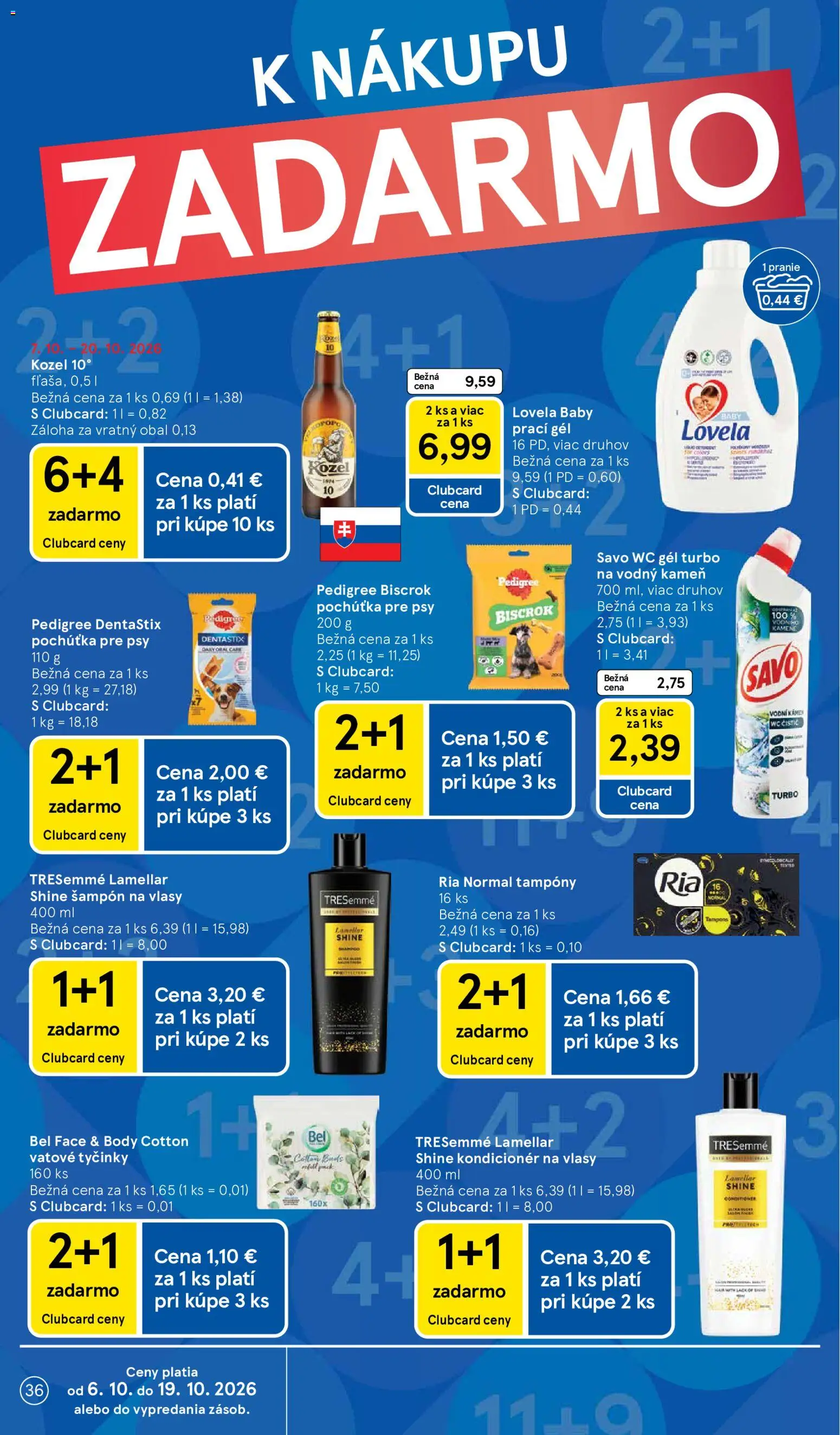 Nové Tesco akcie – leták je platný od 07.10.2026 | Strana: 36 | Produkty: Lovela, Wc, Šampón, Kondicionér