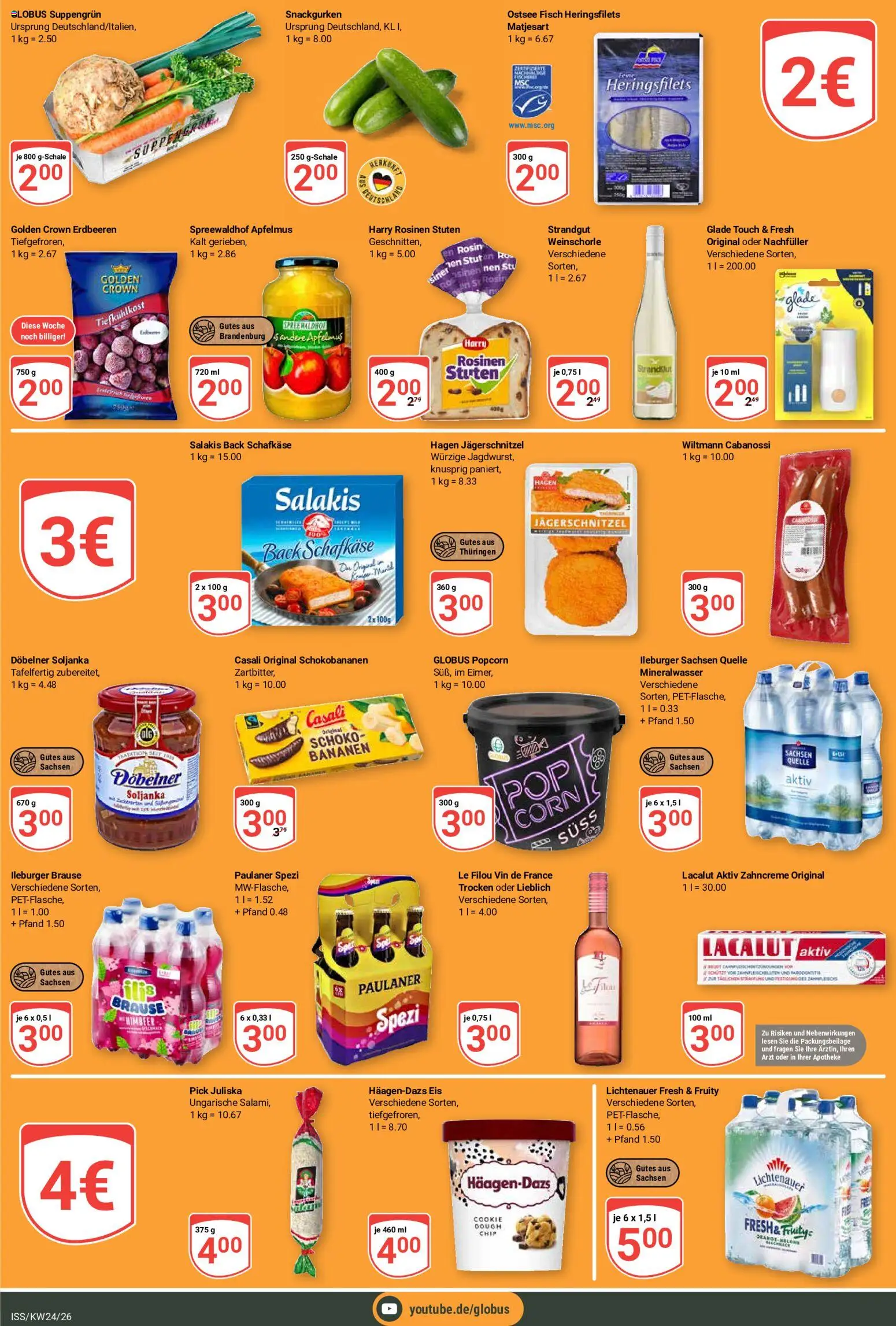 Globus Prospekt – gültig ab 08.06.2026 | Seite: 26 | Produkte: Le filou, Bananen, Erdbeeren, Eis