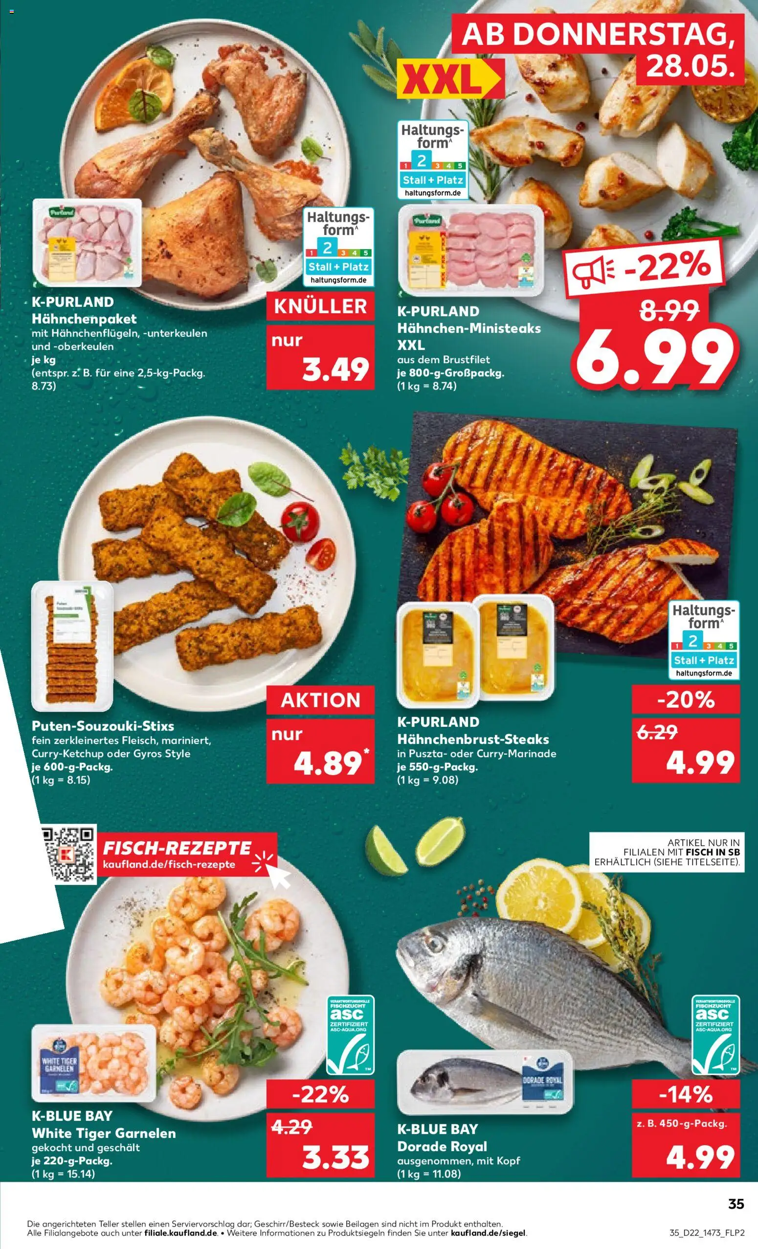 Kaufland Prospekt Frankfurt (Oder) – gültig ab 28.05.2026 | Seite: 35 | Produkte: Dorade, Garnelen, Fisch, Gyros