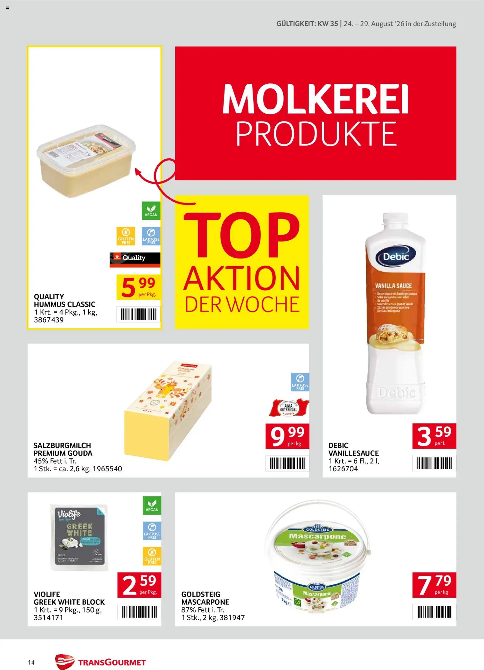 Transgourmet Zustellaktion gültig ab 24.08.2026 | Seite: 14 | Produkte: Vanille