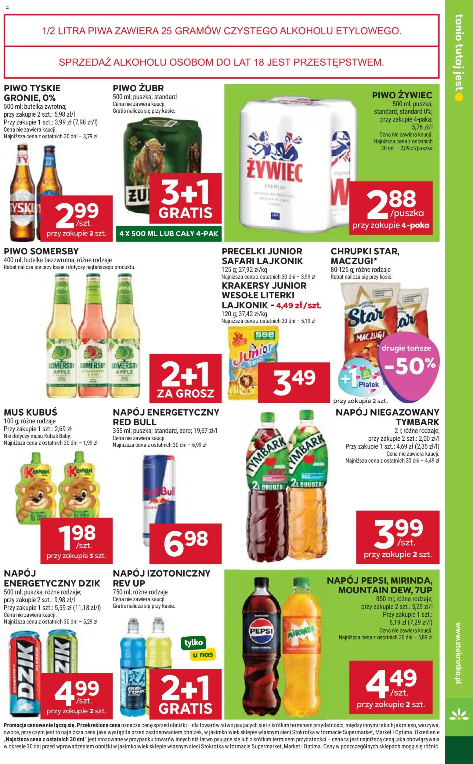 Stokrotka gazetka - Market od 20.08.2026 | Strona: 19 | Produkty: Red bull, Krakersy, Pepsi mirinda, Piwo