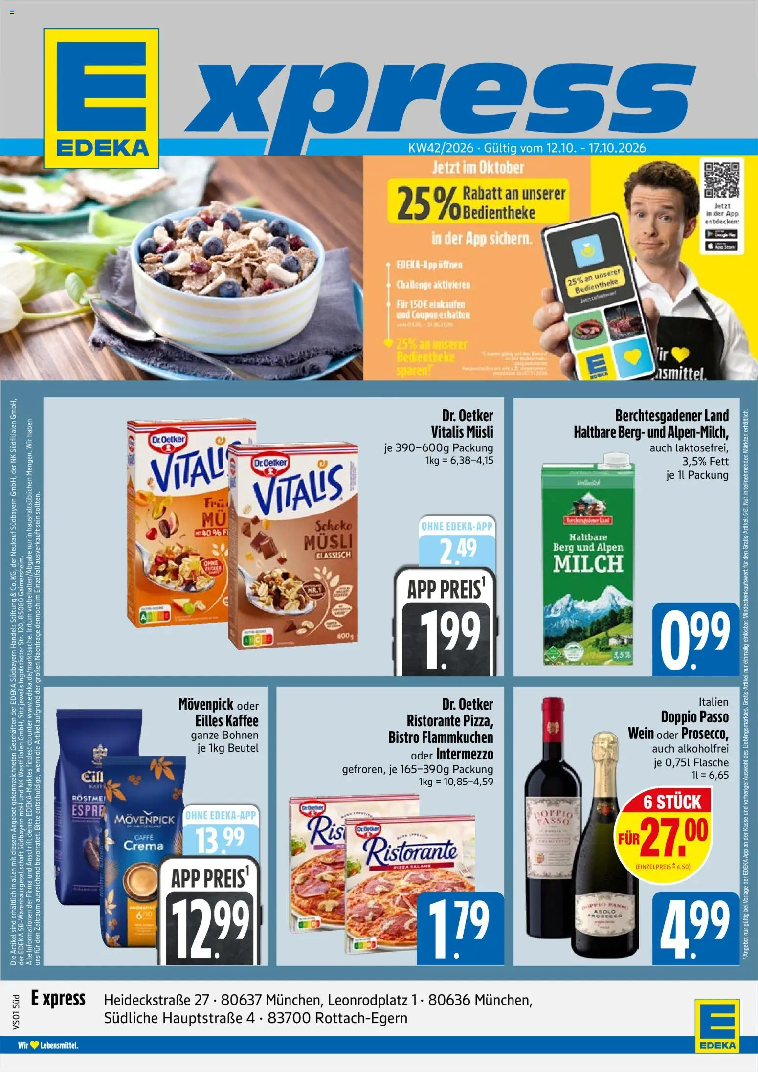 E xpress Prospekt – gültig ab 12.10.2026 | Seite: 1 | Produkte: Musli, Eilles kaffee, Doppio Passo, Wein