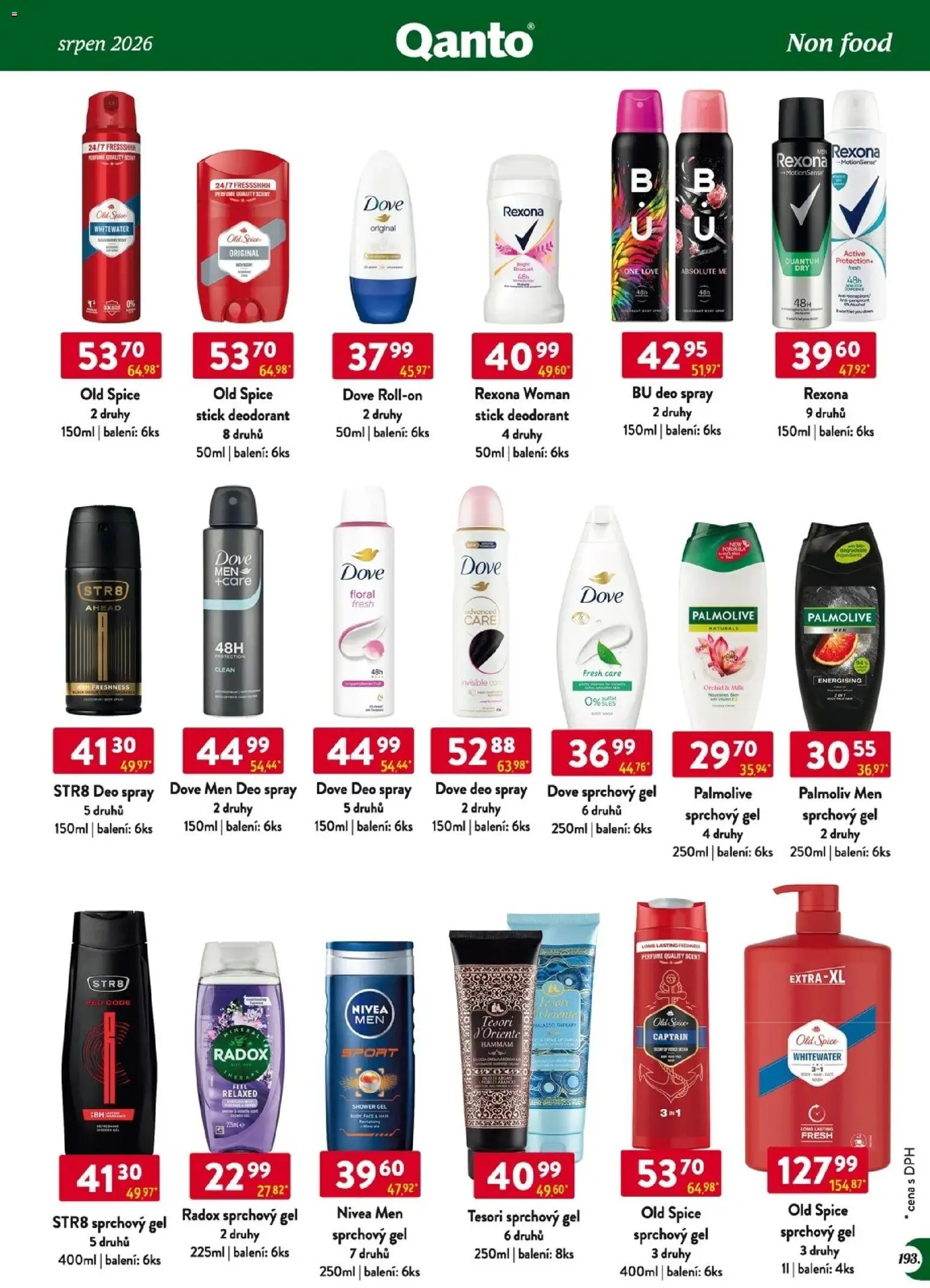 Astur & Qanto leták - Velkoobchod 08/2026 od 01.08.2026 | Strana: 194 | Produkty: Deodorant, Old Spice Original, Nivea, Dove