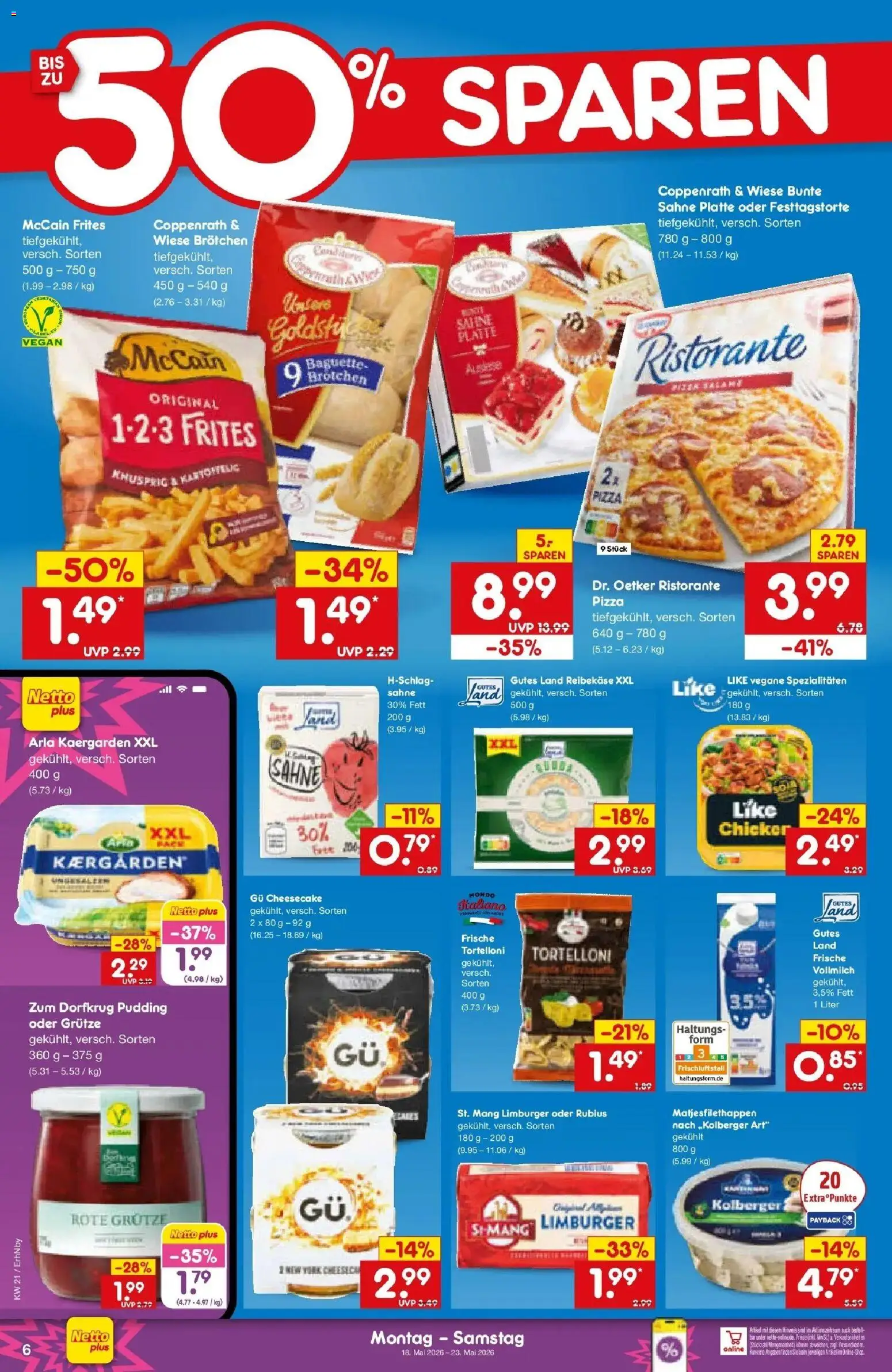 Netto Marken-Discount Prospekt Ergolding	 – gültig ab 17.05.2026 | Seite: 6 | Produkte: Ristorante, Baguette, McCain, Sahne