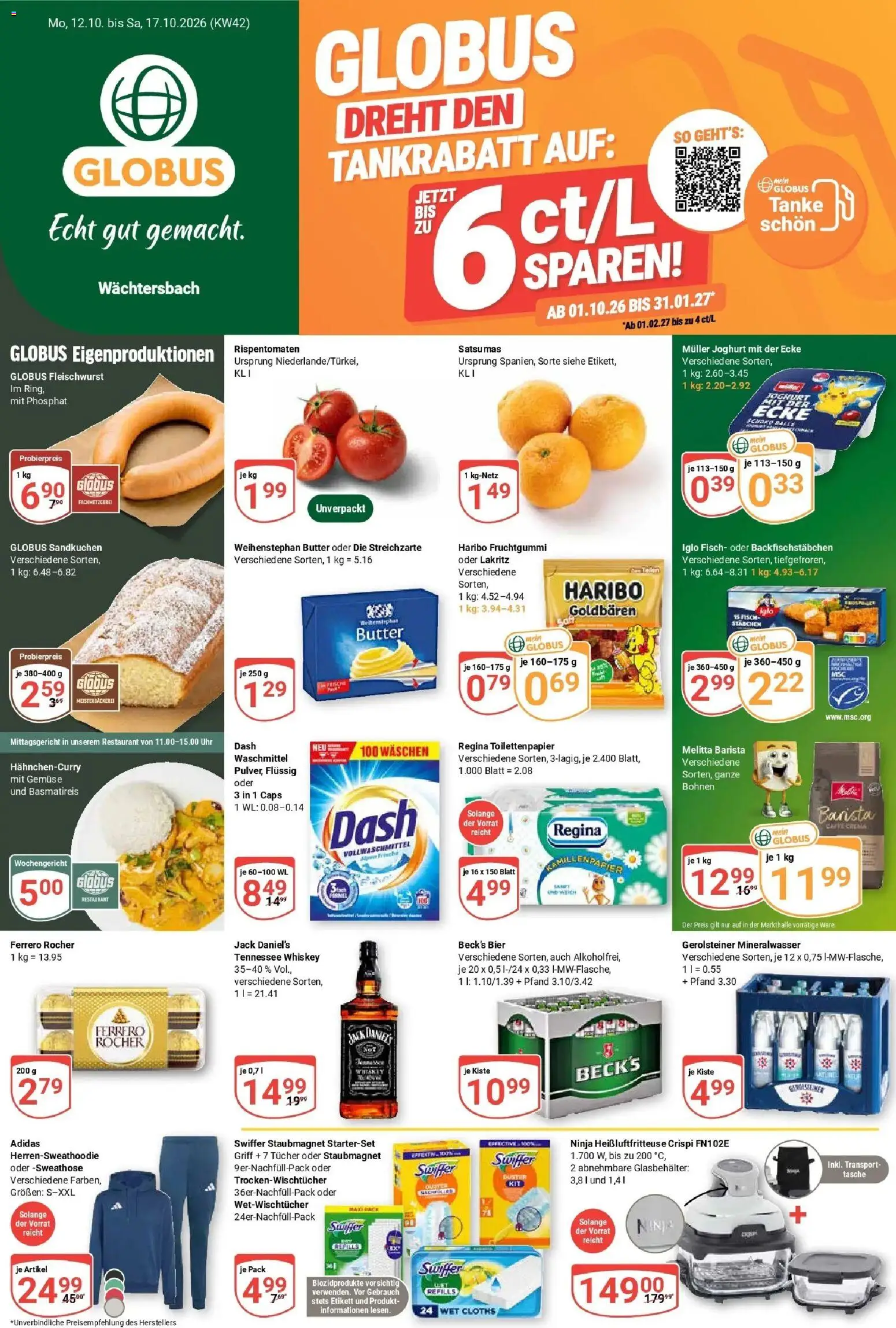 Globus Prospekt Wächtersbach (ab 12.10.2026) » Angebote online | Seite: 1 | Produkte: Sweathose, Ferrero rocher, Iglo, Gemüse
