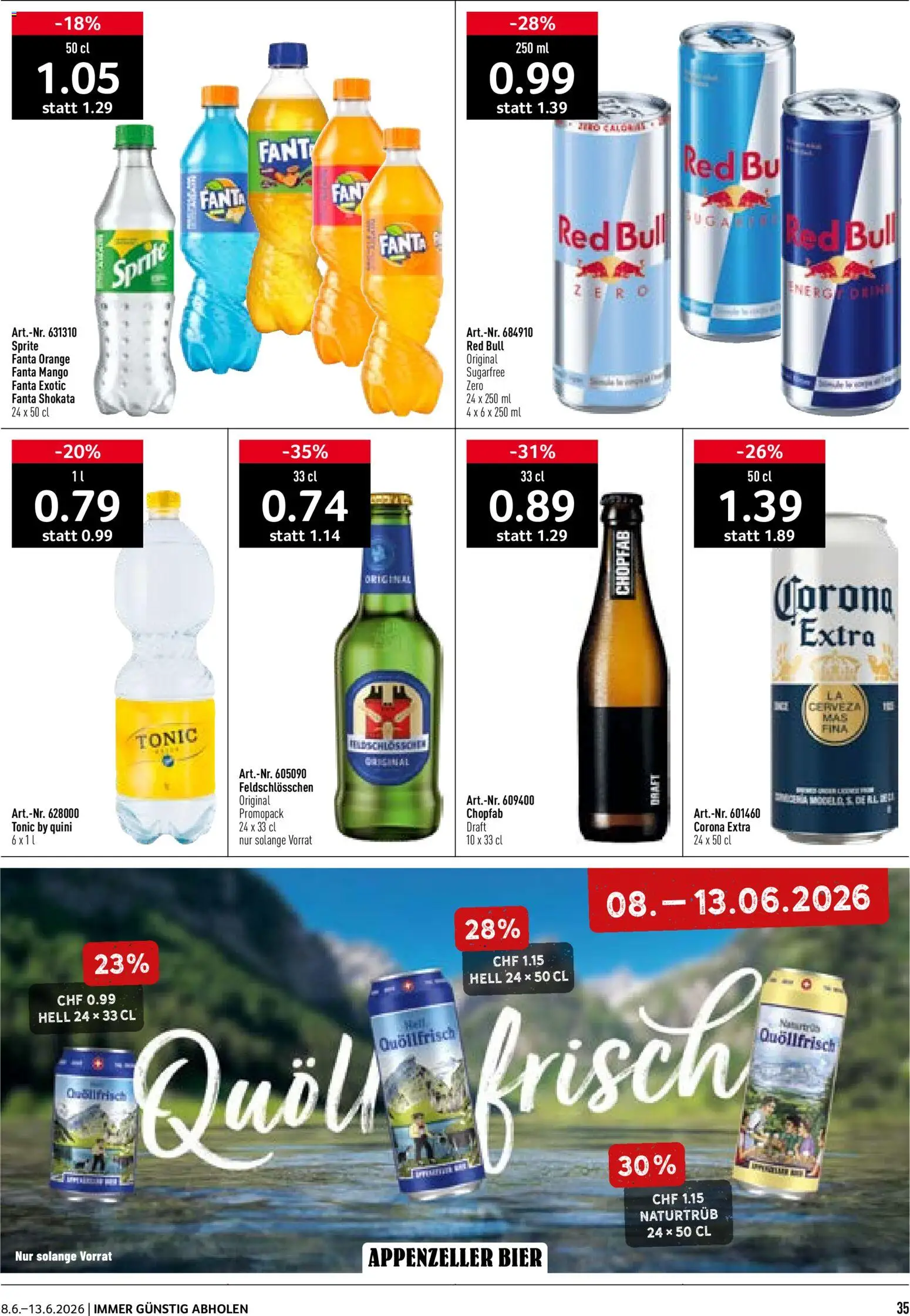 Prodega aktionen – gültig ab 08.06.2026 | Seite: 35 | Produkte: Fanta, Sprite, Bier, Mango