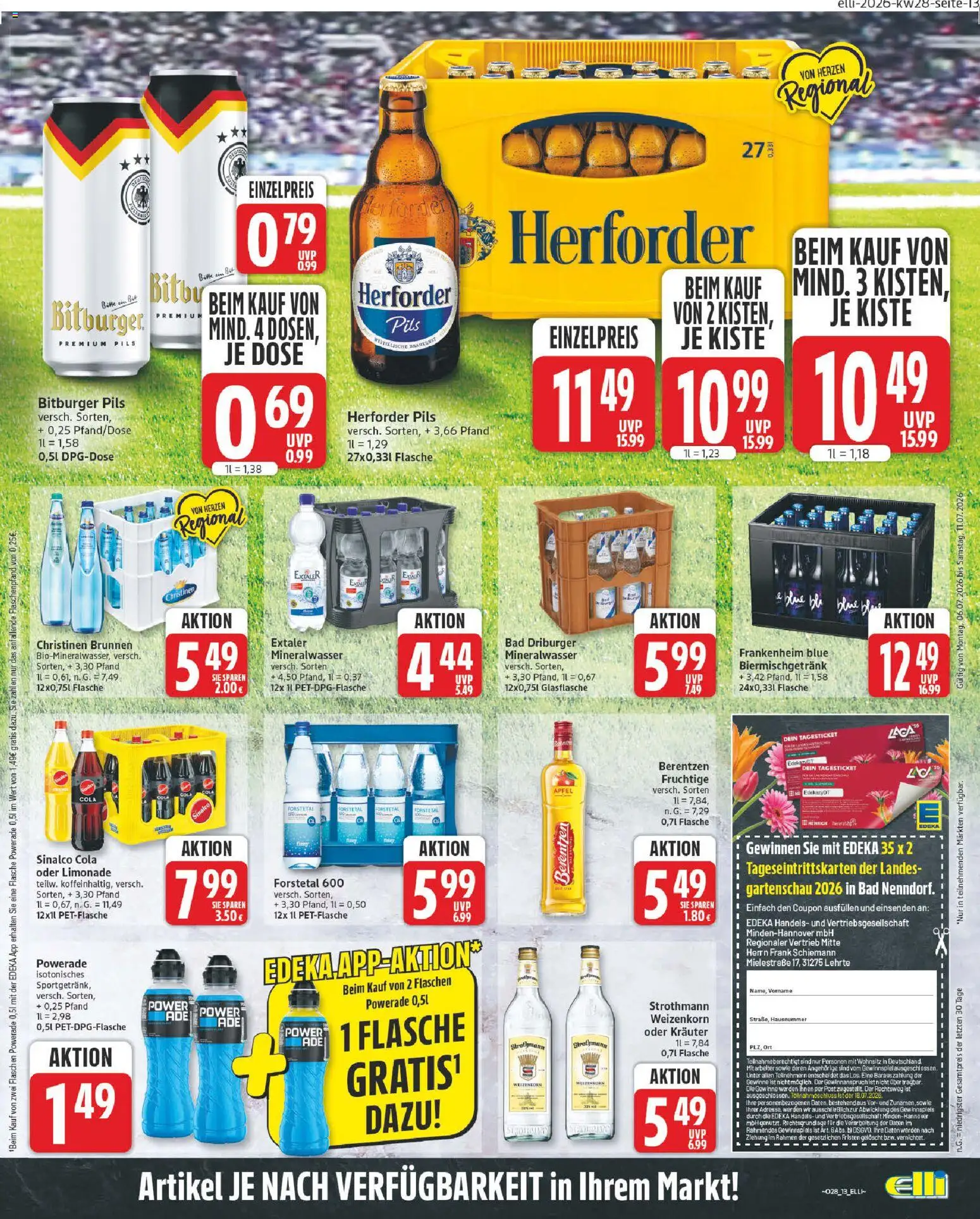 Elli Markt Prospekt – gültig ab 06.07.2026 | Seite: 13 | Produkte: Sinalco, Bad, Äpfel, Mineralwasser